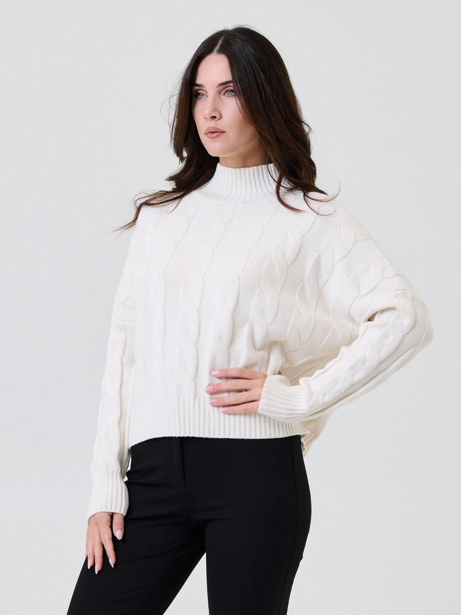 Maglione Armoire grigio con collo alto a costine - Image 2