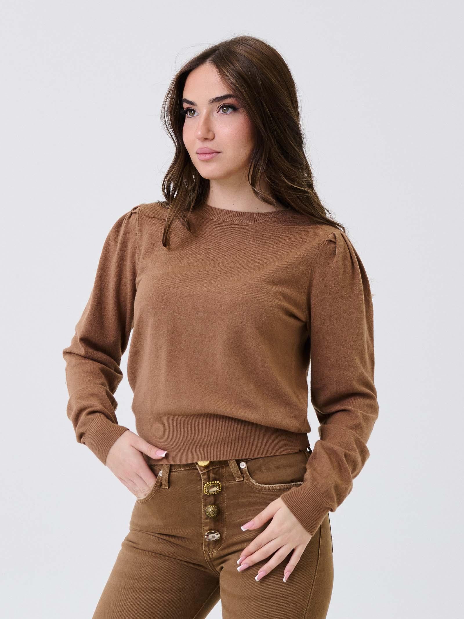 Maglione Armoire marrone con spalle arricciate - Image 2