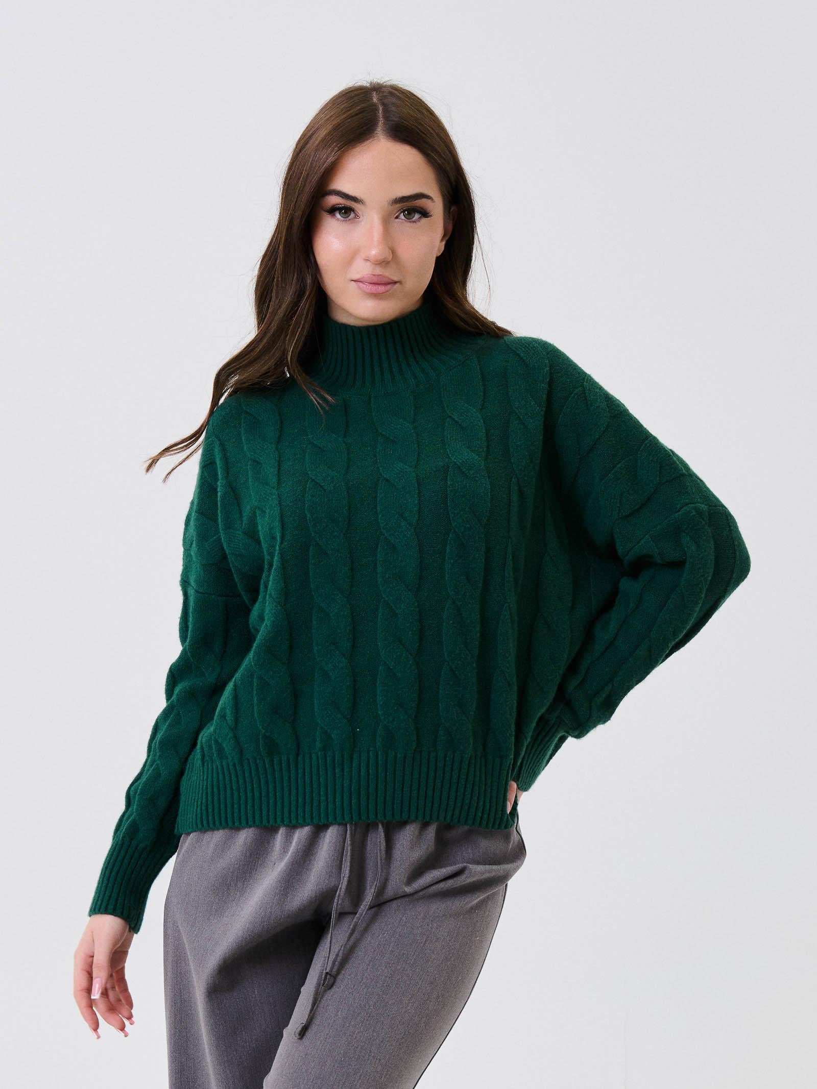 Maglione Armoire verde con collo alto a costine