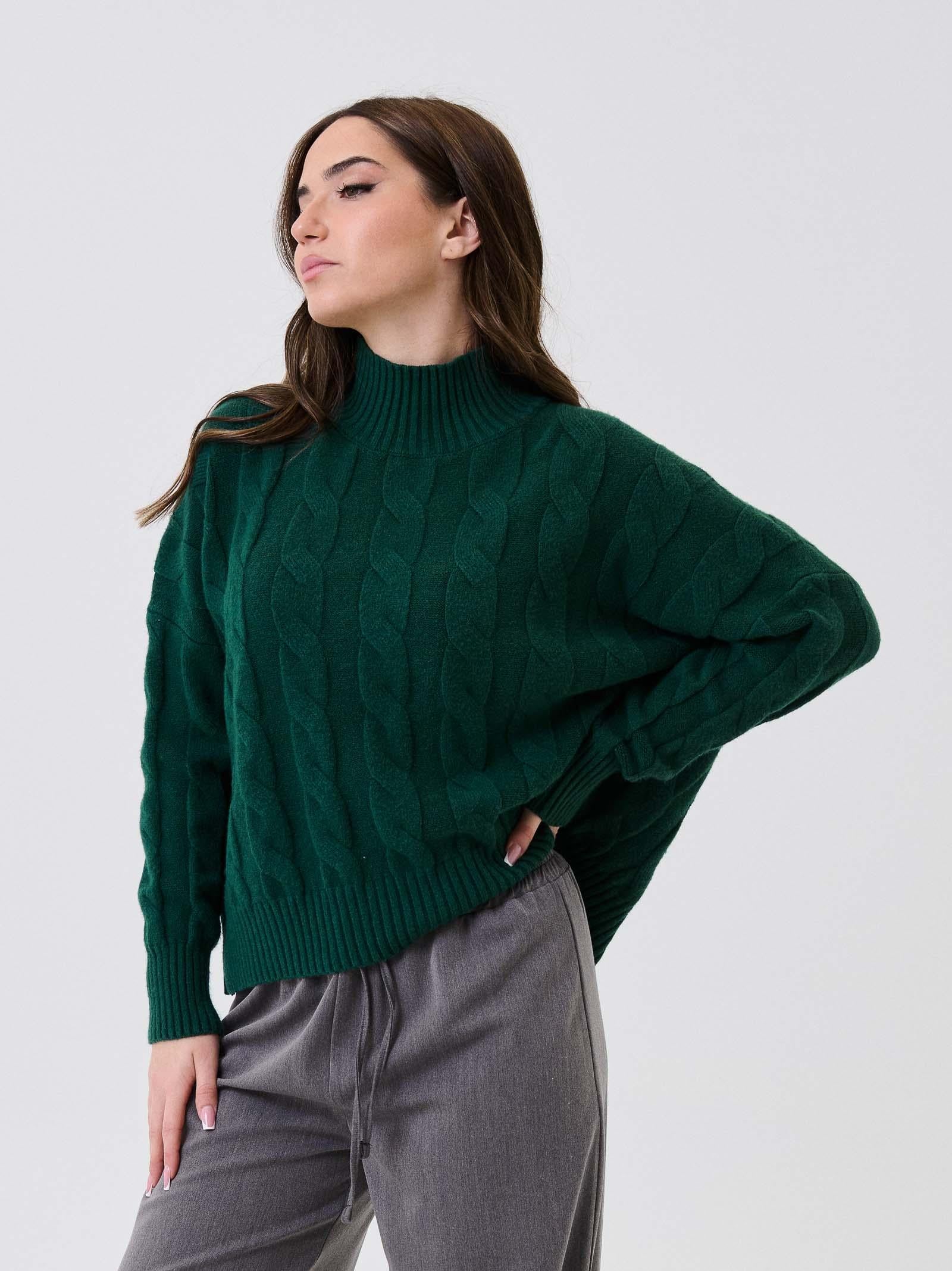 Maglione Armoire verde con collo alto a costine - Image 2