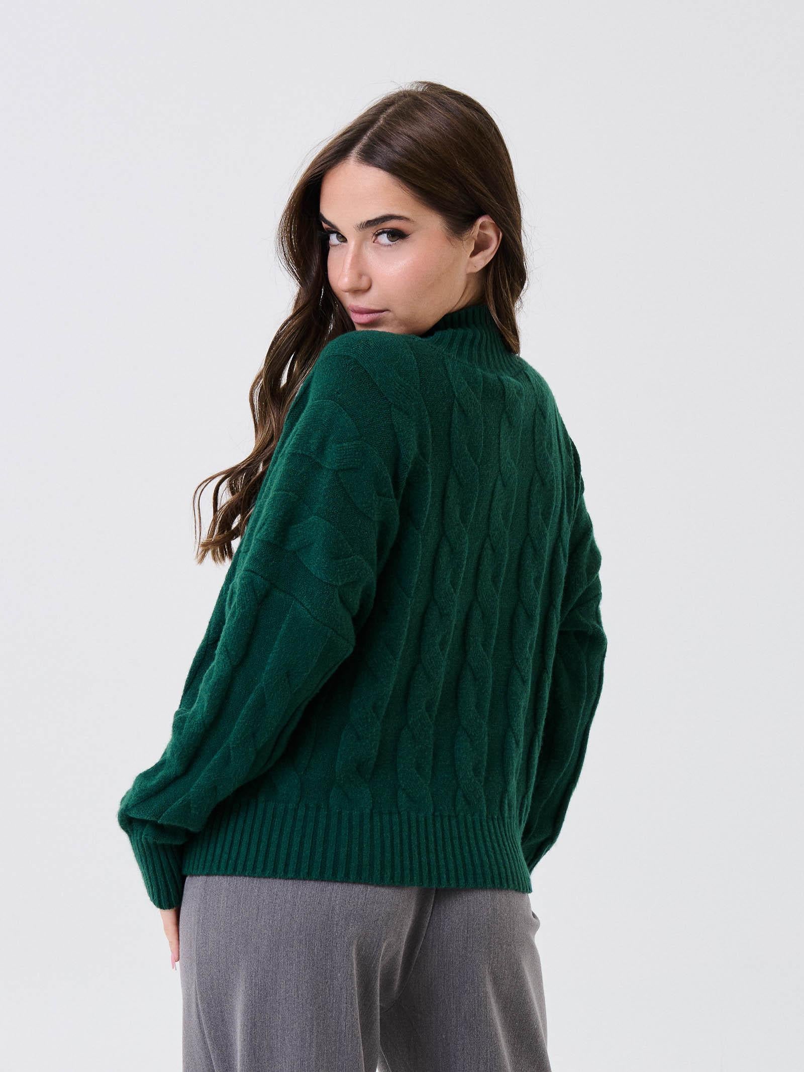 Maglione Armoire verde con collo alto a costine - Image 3