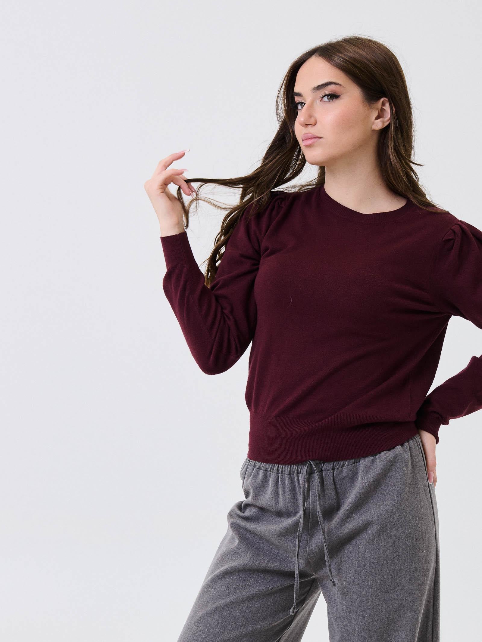 Maglione Armoire vino con spalle arricciate - Image 2
