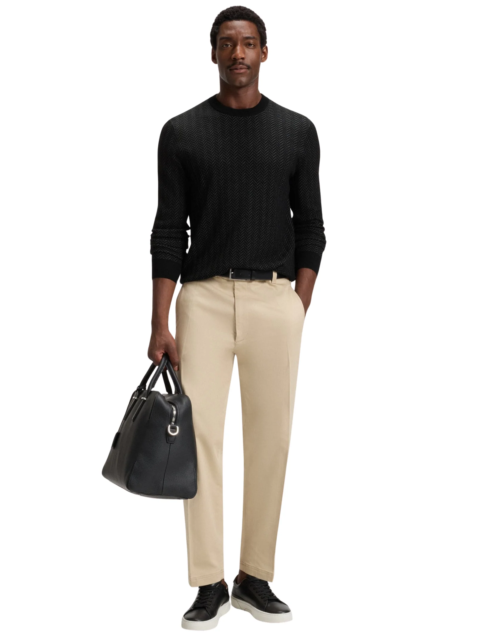 Maglione Boss nero con motivo chevron - Image 3