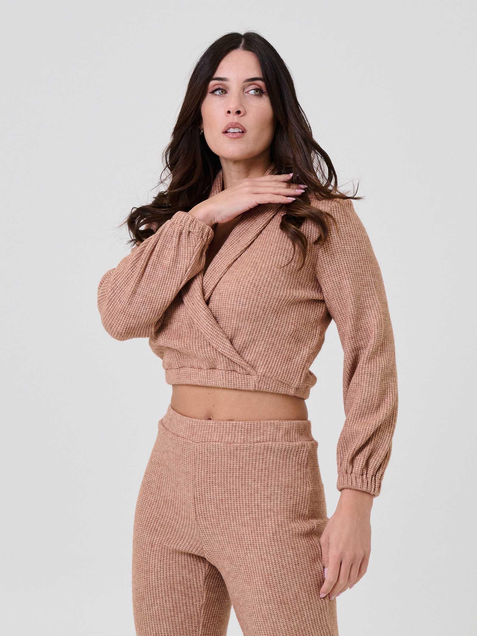 Maglione cropped Bohemian Vì beige - Image 2