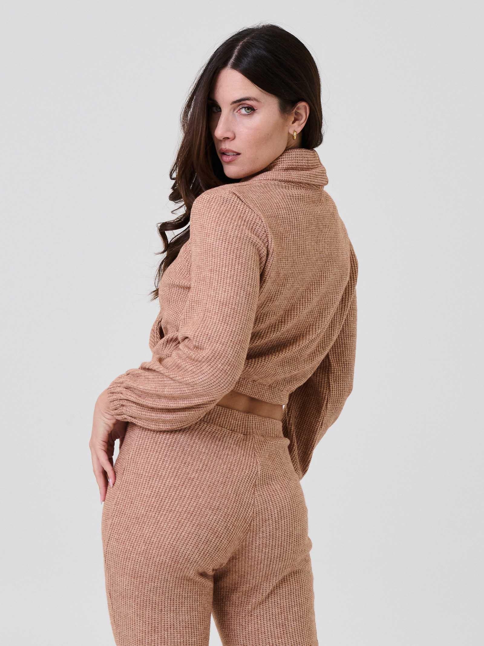 Maglione cropped Bohemian Vì beige - Image 3