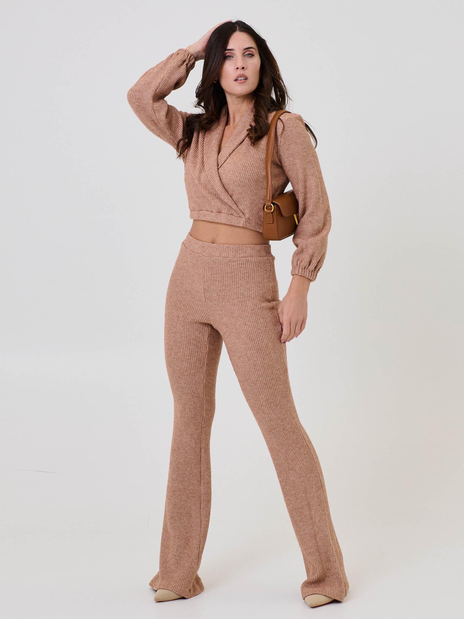 Maglione cropped Bohemian Vì beige - Image 4