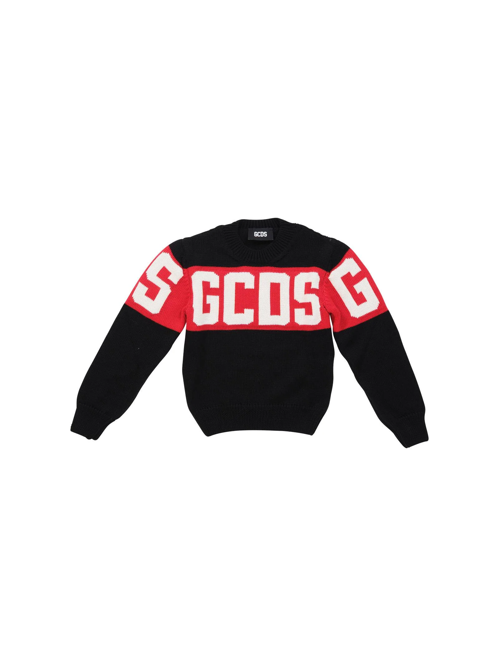 Maglione Gcds nero con banda orizzontale rossa