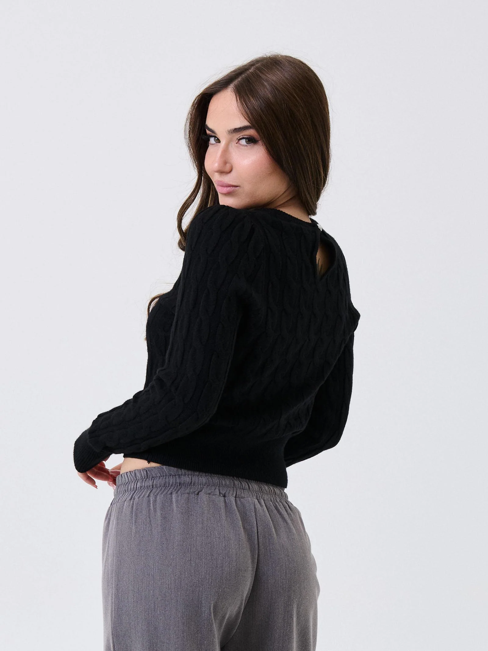 Maglione intrecciato Armoire nero con chiusura a goccia - Image 3