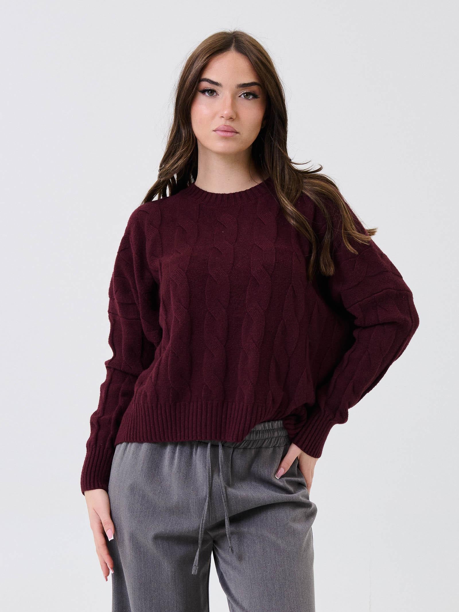 Maglione intrecciato Armoire vino con spalle scese