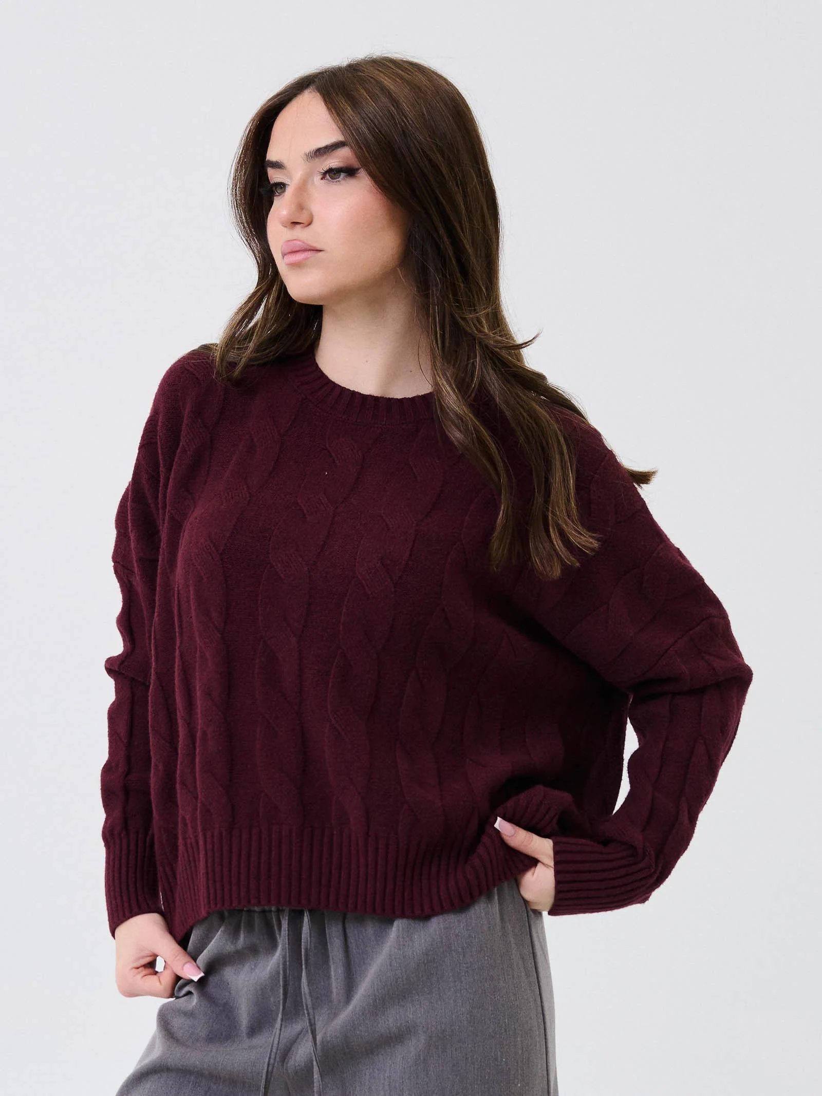 Maglione intrecciato Armoire vino con spalle scese - Image 2