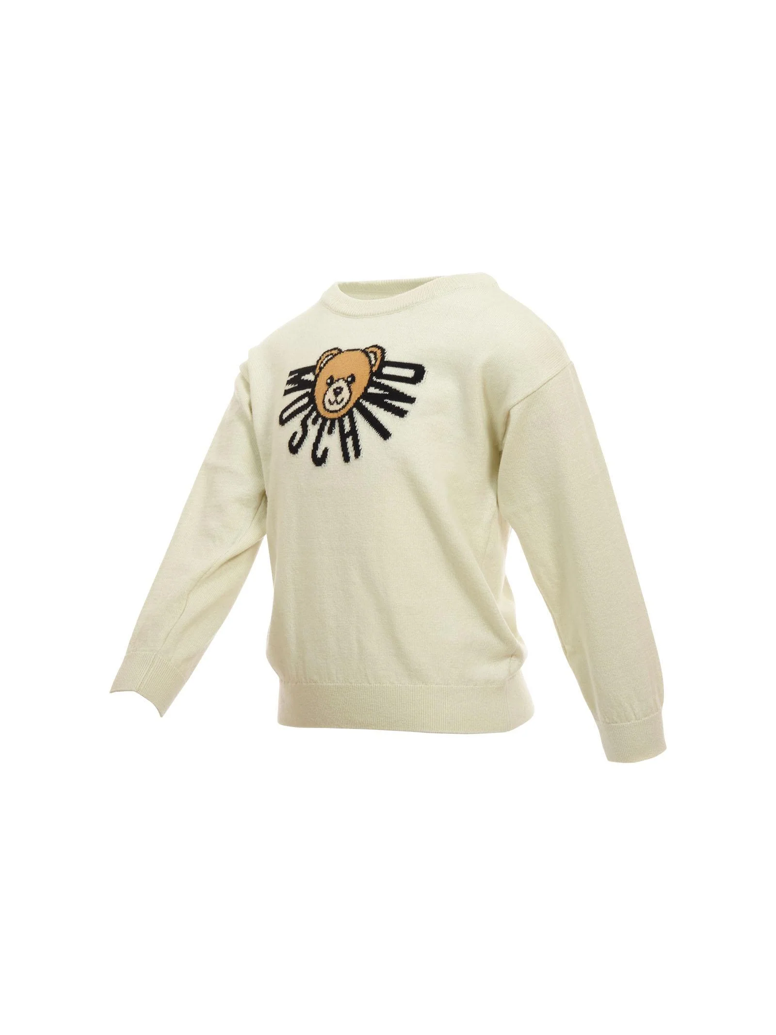 Maglione Moschino bianco panna con ricamo teddy e logo attorno - Image 2