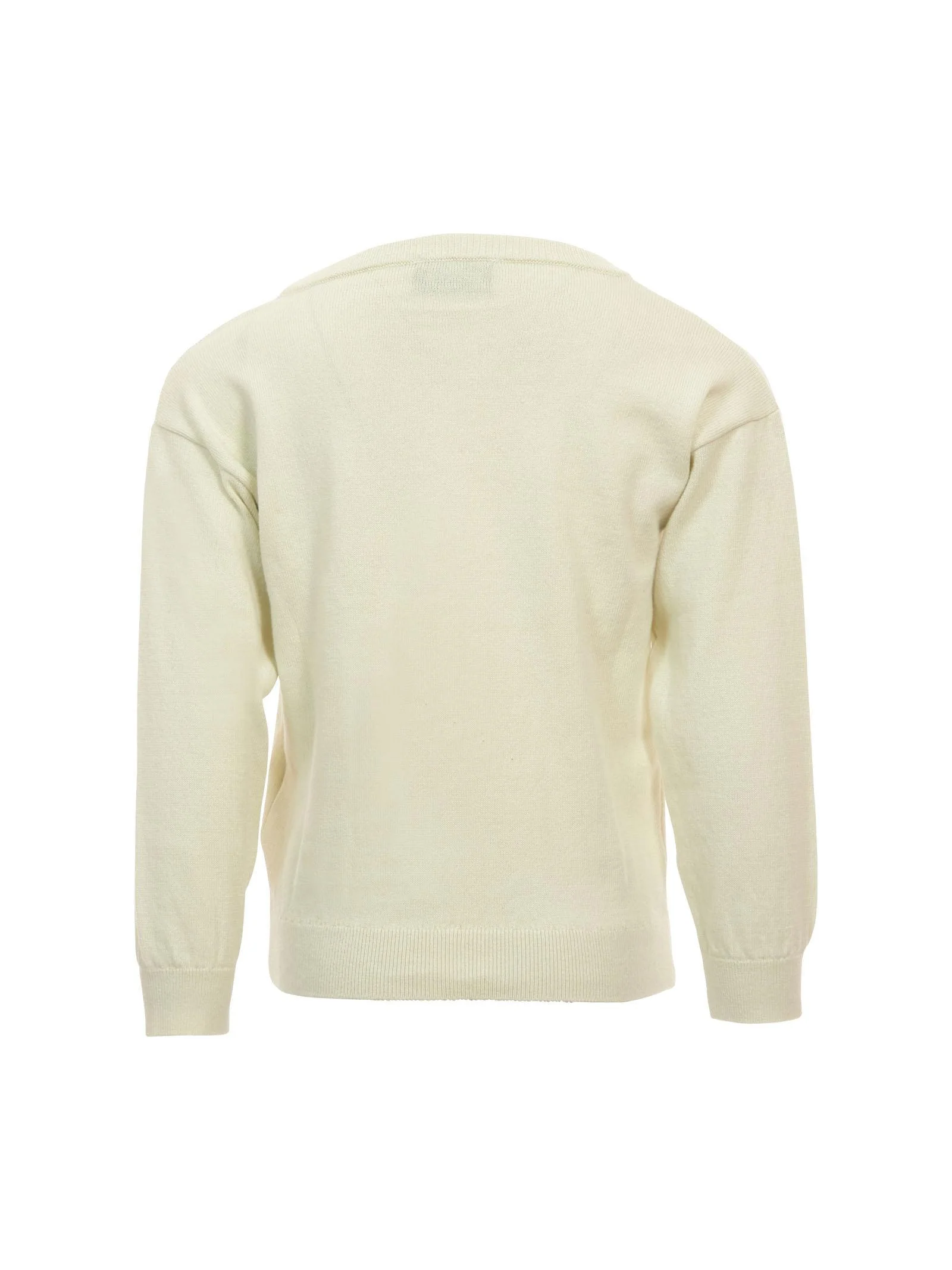 Maglione Moschino bianco panna con ricamo teddy e logo attorno - Image 3