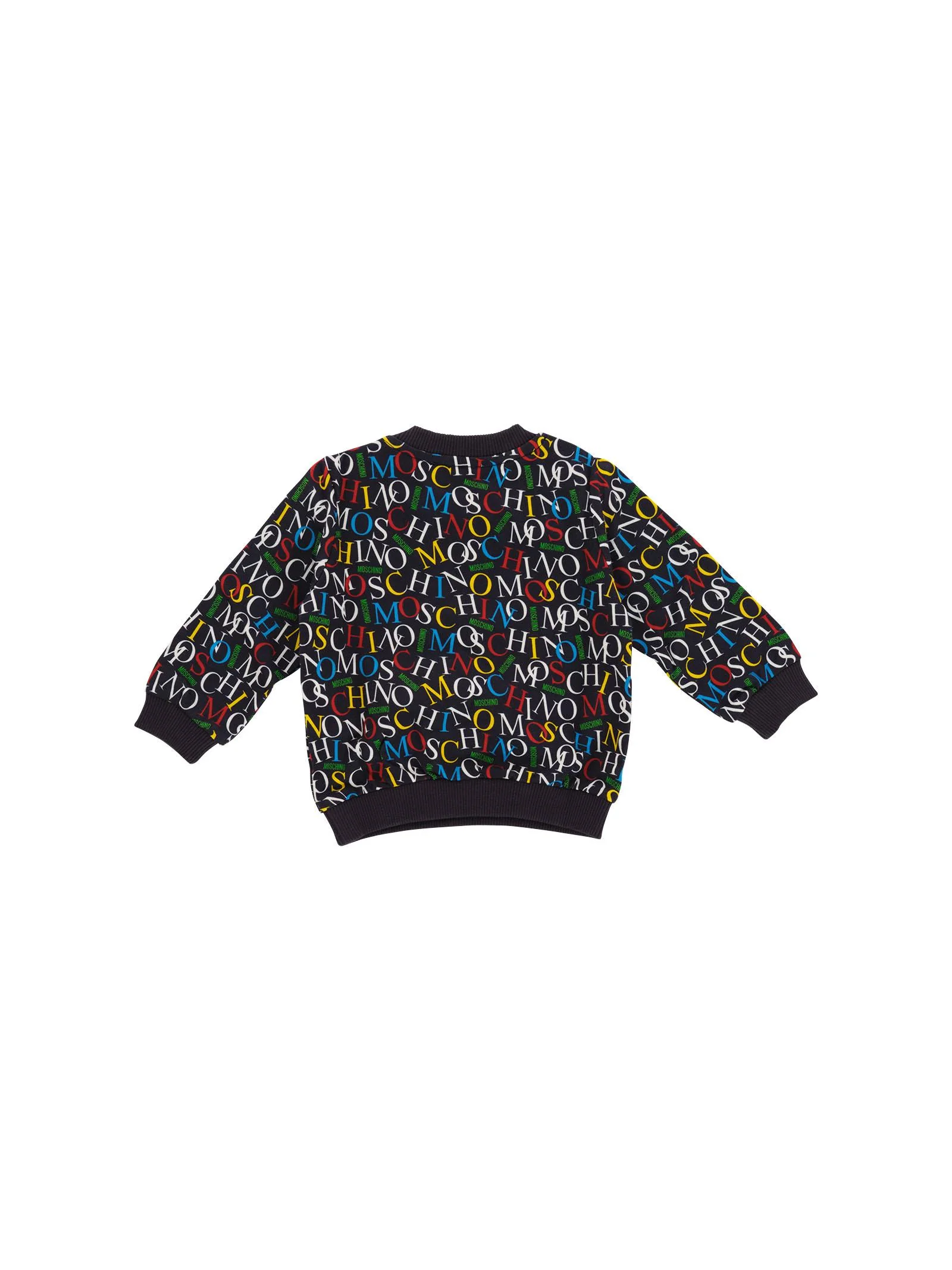 Maglione Moschino blu navy con logo multicolor all over - Image 2