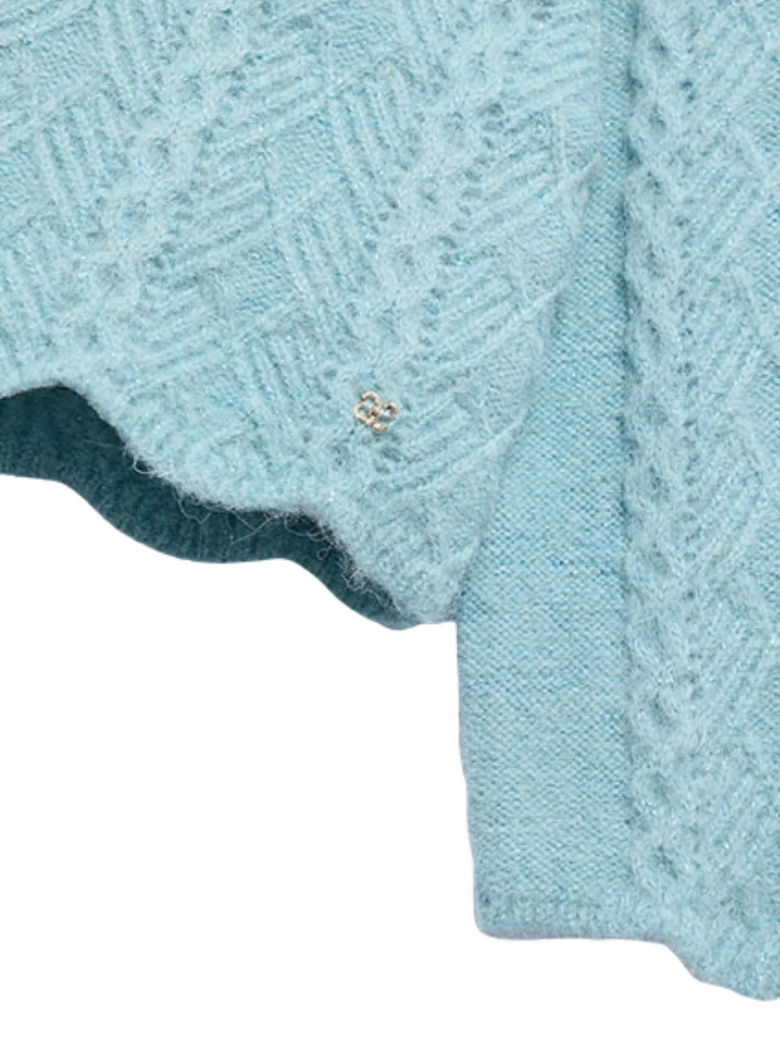 Maglione traforato Abel & Lula azzurro con fondo smerlato - Image 3