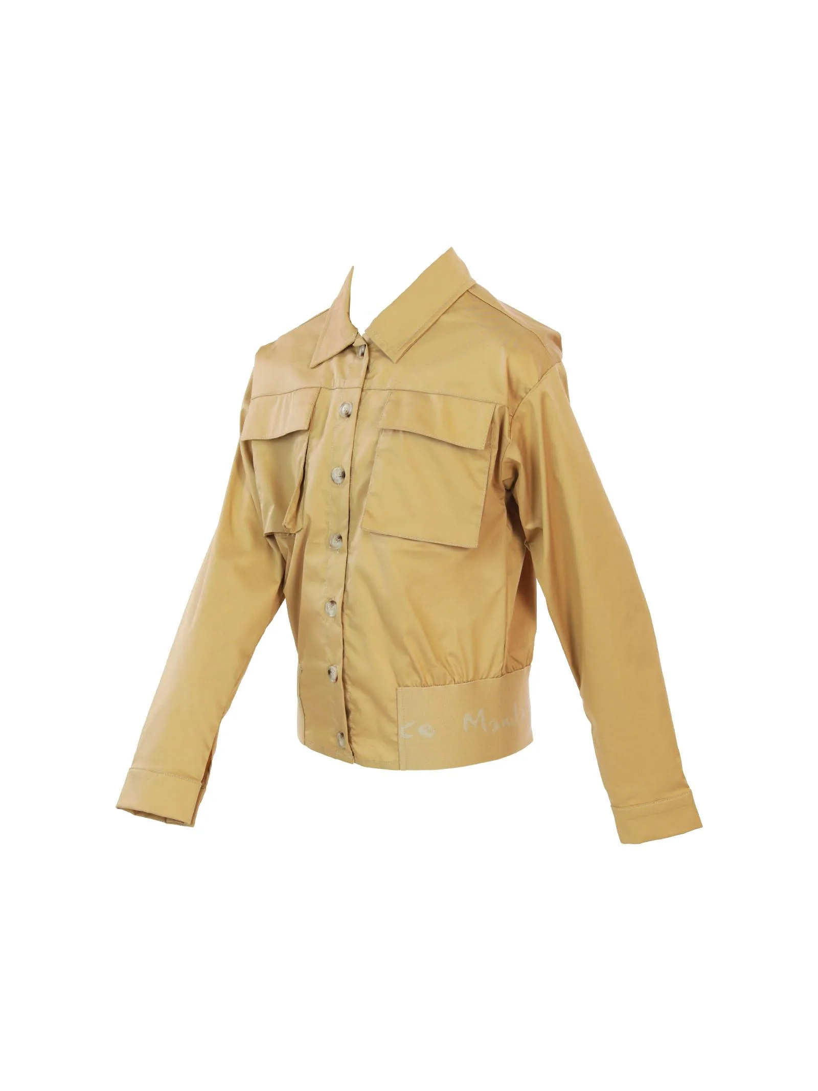 Giacca cammello in cotone con fascia in vita logata - Image 2