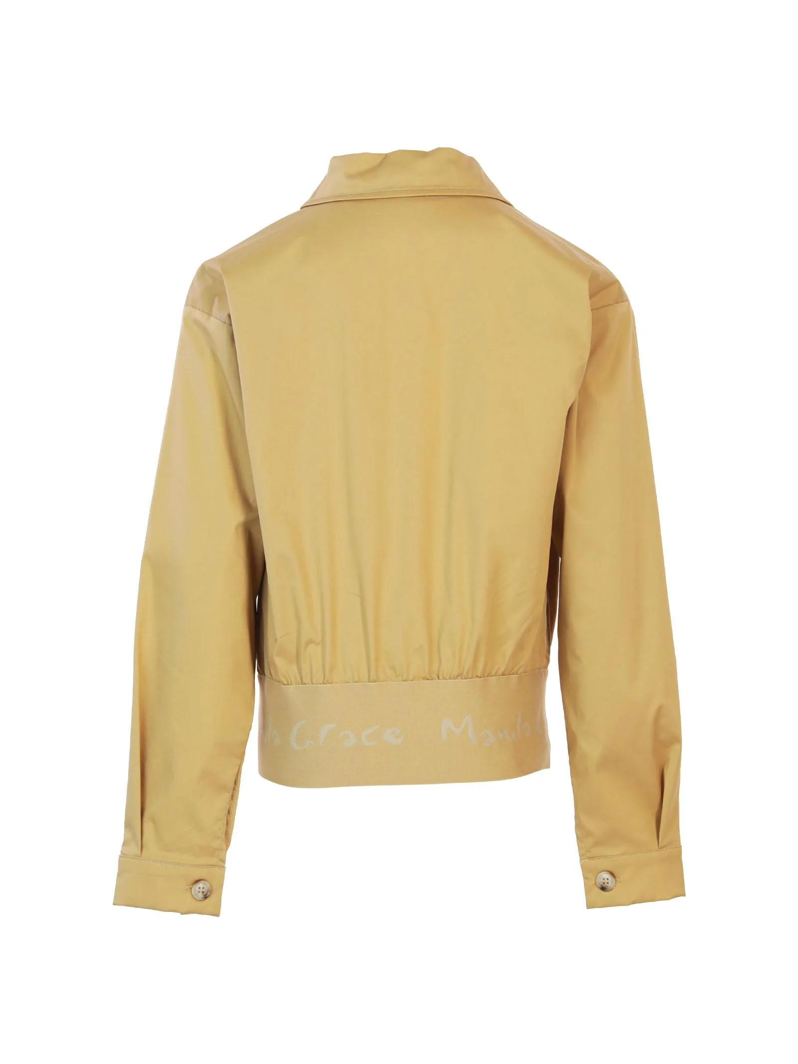 Giacca cammello in cotone con fascia in vita logata - Image 3