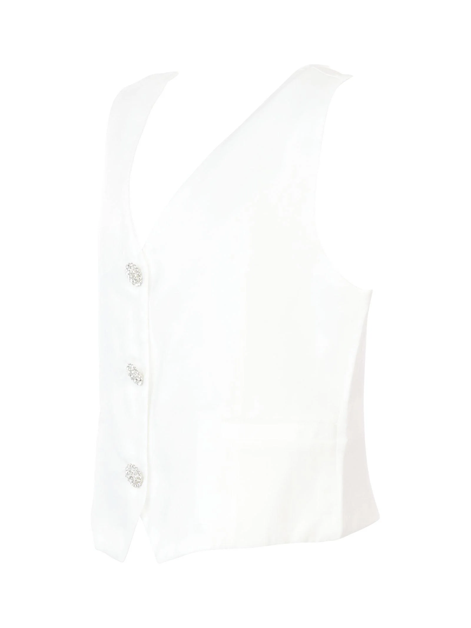 Gilet bianco panna con bottoni gioiello - Image 2