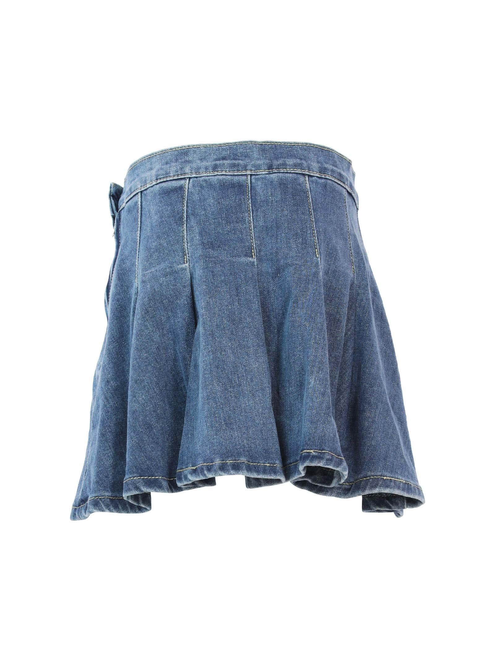 Gonna a pieghe in denim scuro - Image 3