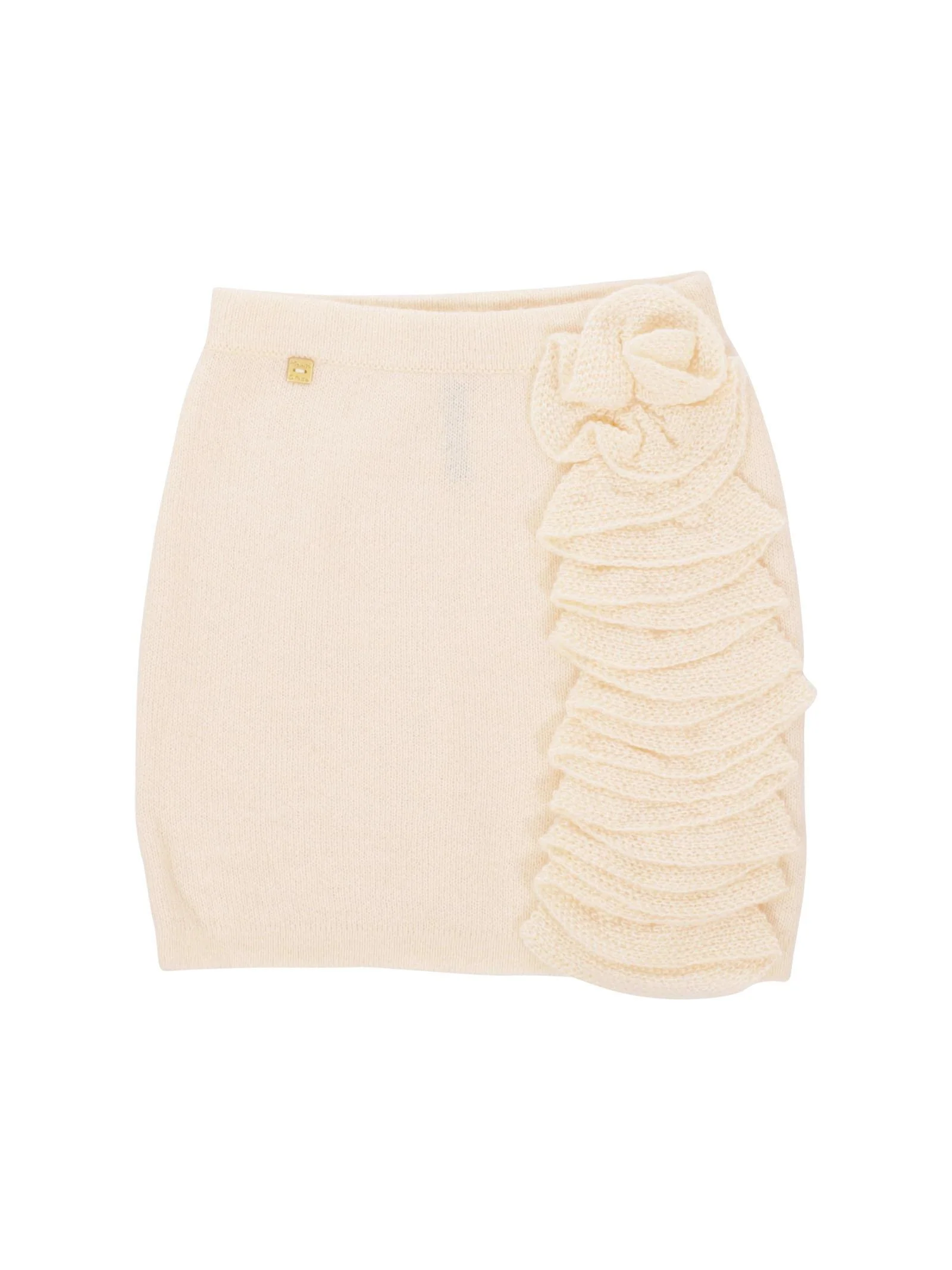 Gonna bambina Manila Grace in maglia latte con ruches