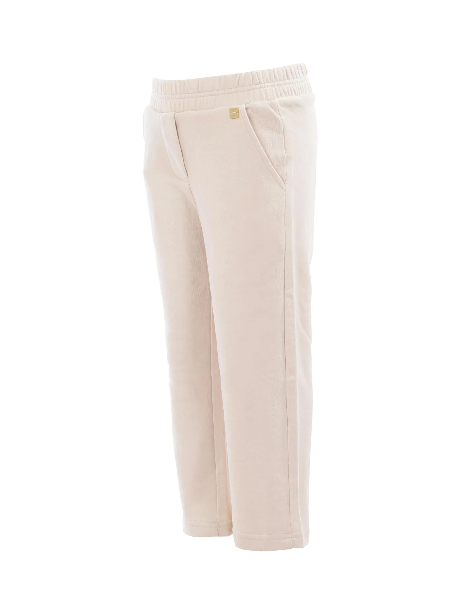 Joggers bambina Manila Grace beige in cotone garzato - Image 2