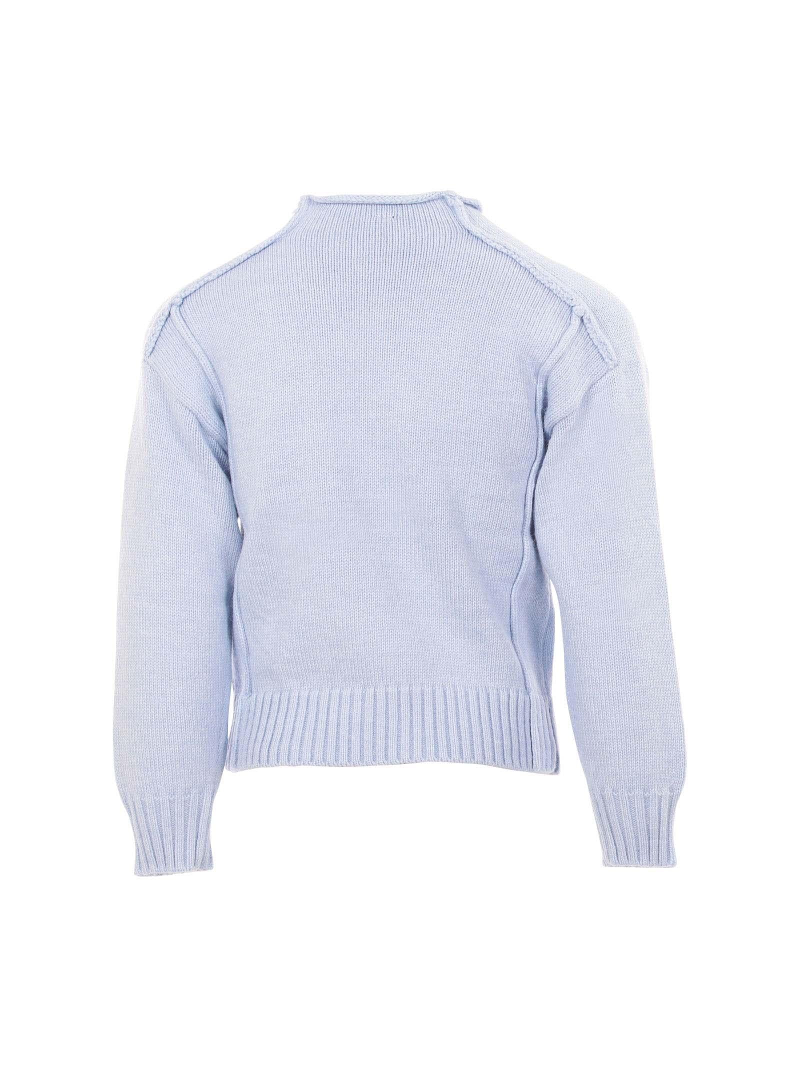 Maglioncino bambina Manila Grace azzurro polvere e logo silver - Image 3