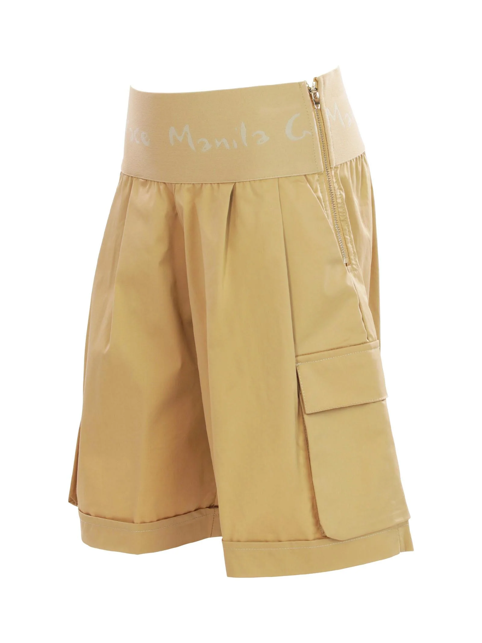Shorts cargo cammello con fascia logata in vita - Image 2