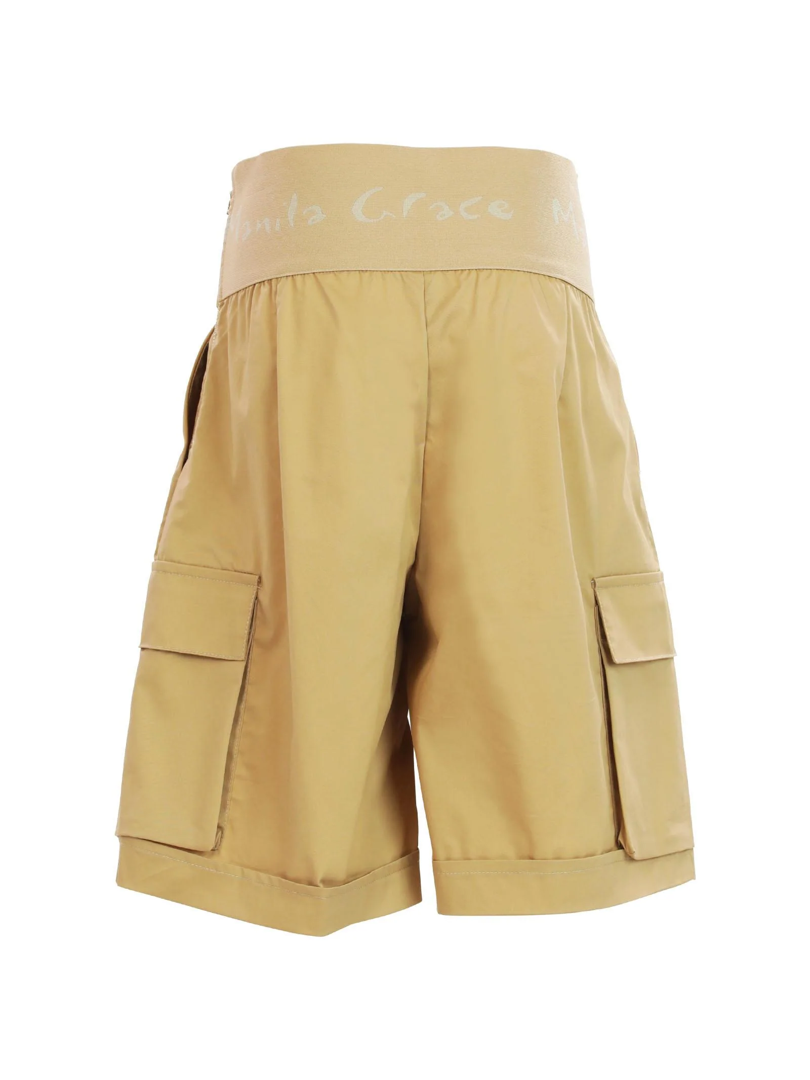 Shorts cargo cammello con fascia logata in vita - Image 3