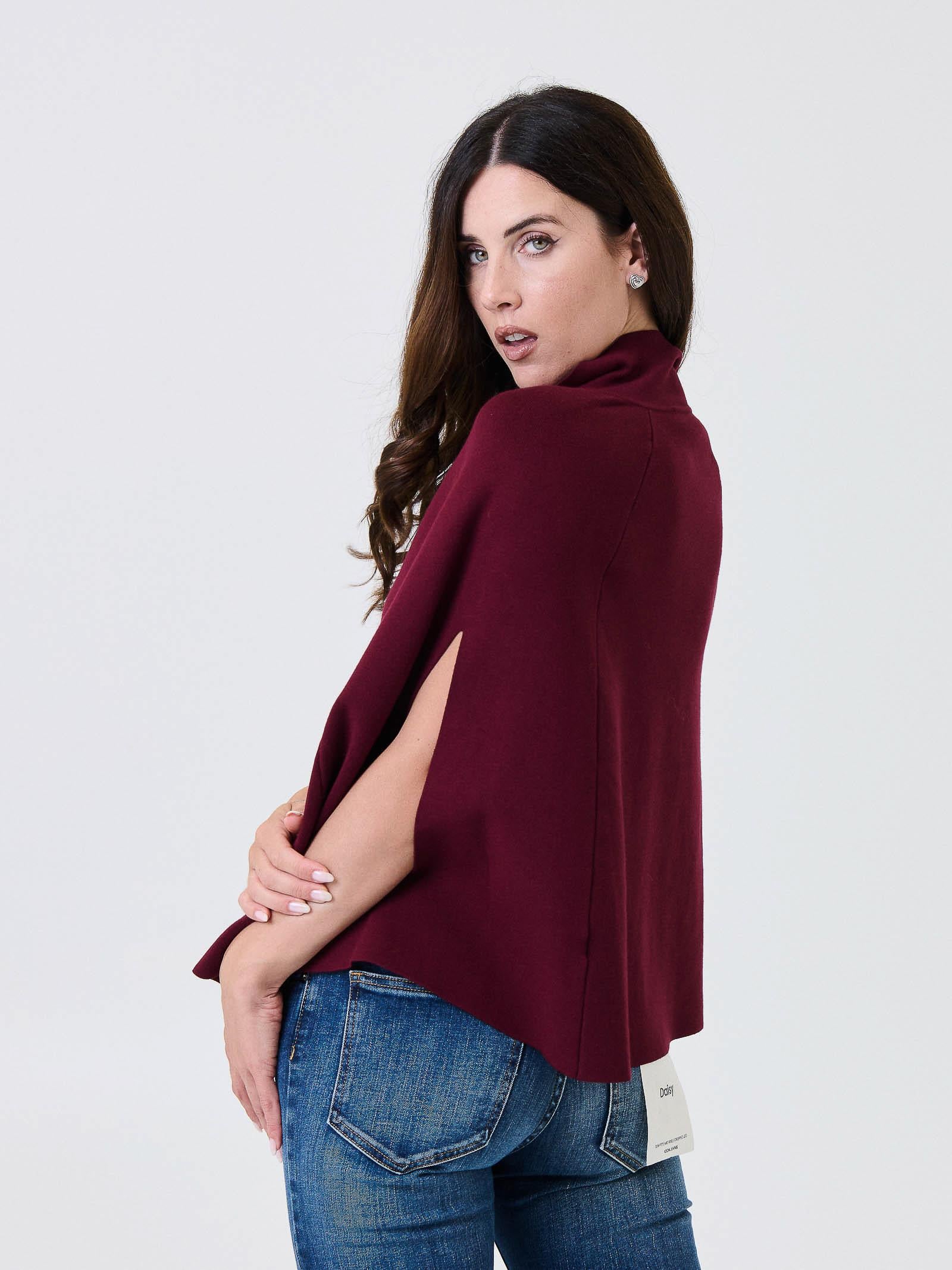 Mantella a campana Kontatto bordeaux con bottoni gioiello - Image 3