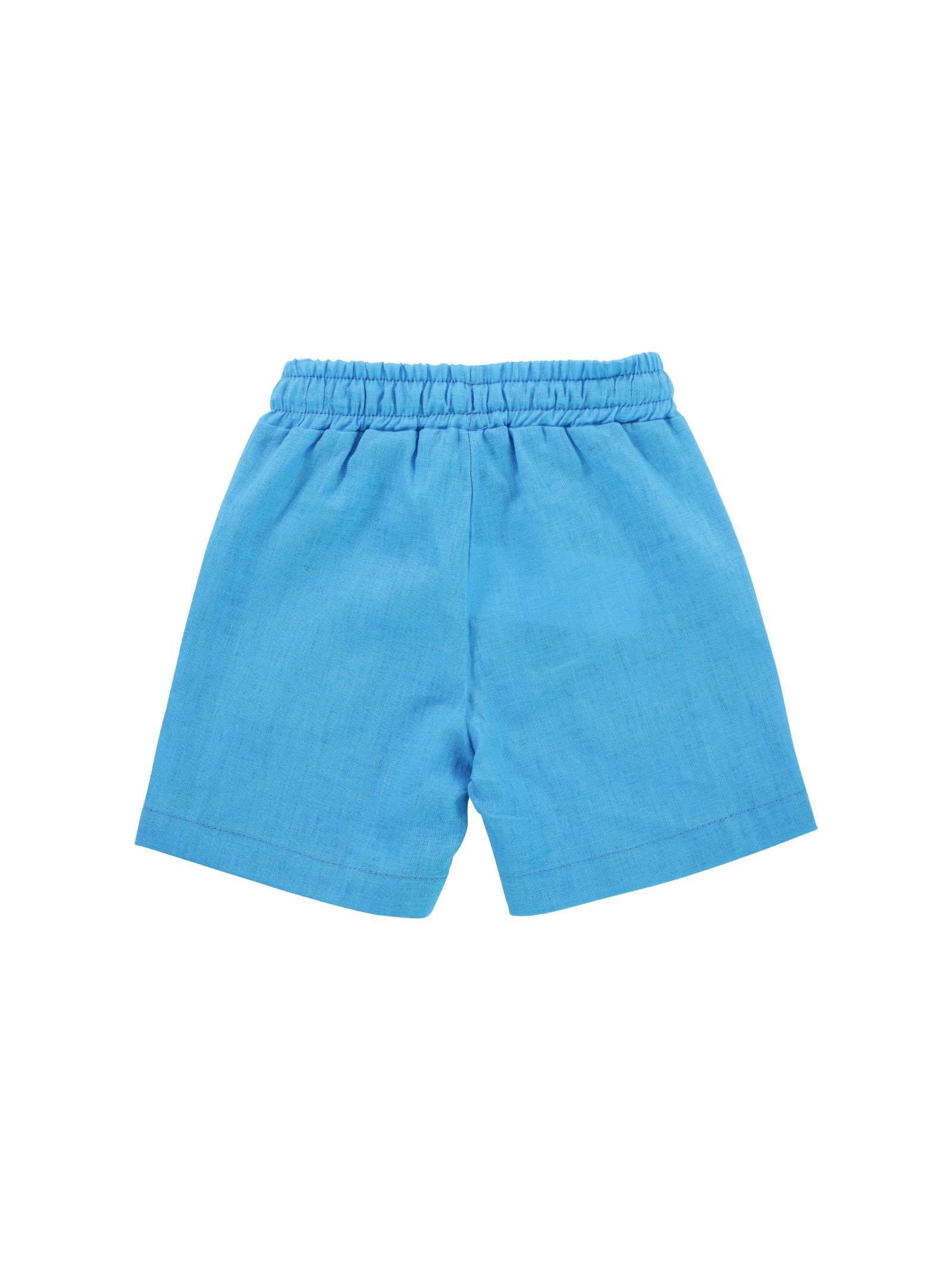 Bermuda azzurri in misto lino - Image 2