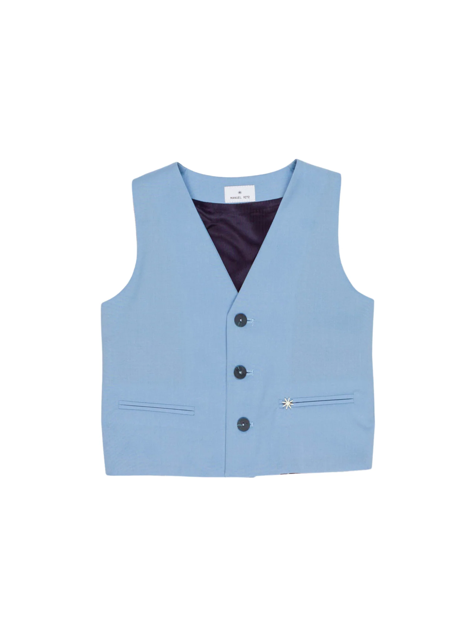 Gilet Manuel Ritz azzurro con dettaglio su tasca