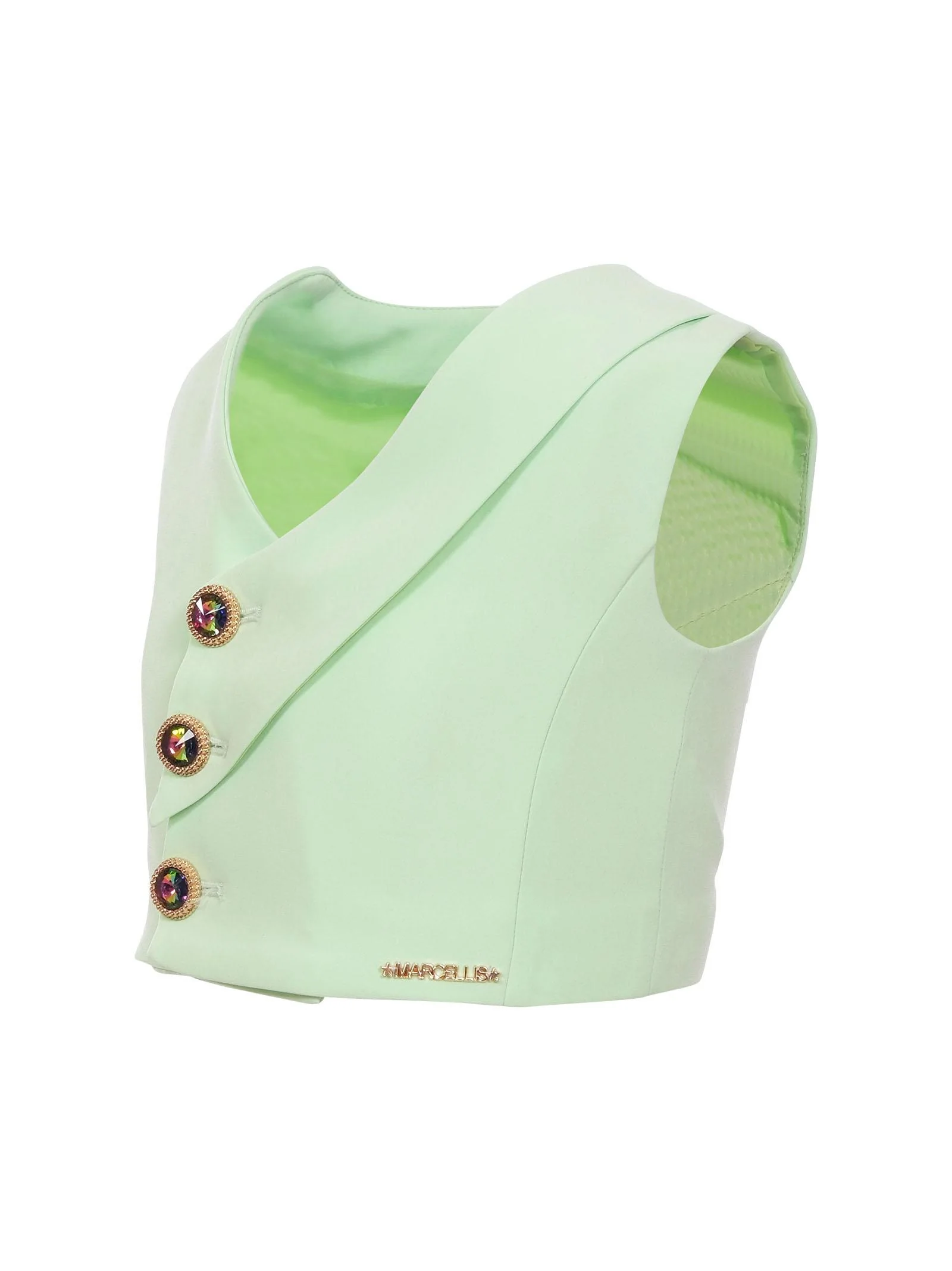 Gilet Marc Ellis verde acqua con bottoni gioiello - Image 2
