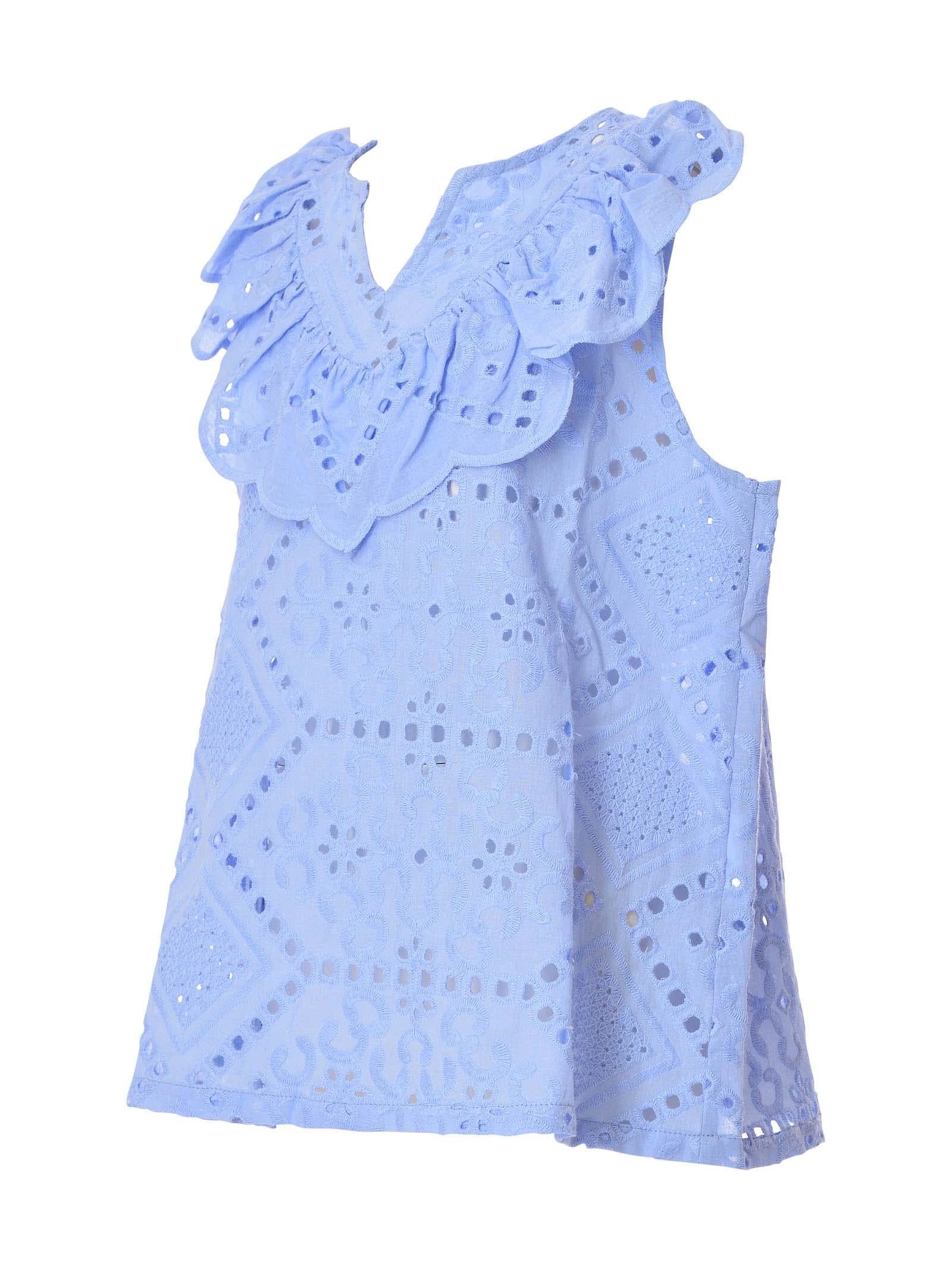 Blusa celeste in pizzo san gallo - Image 2