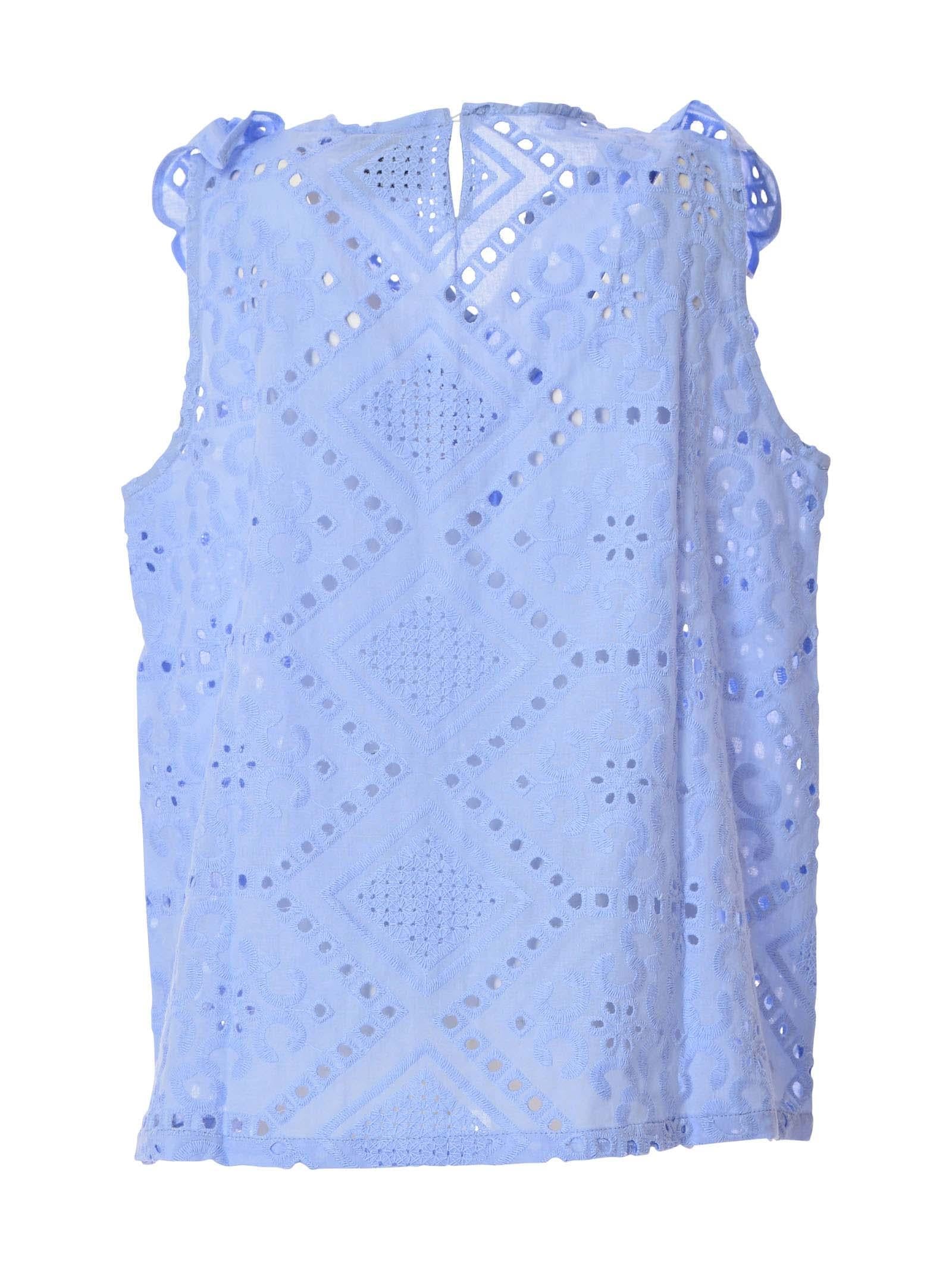 Blusa celeste in pizzo san gallo - Image 3
