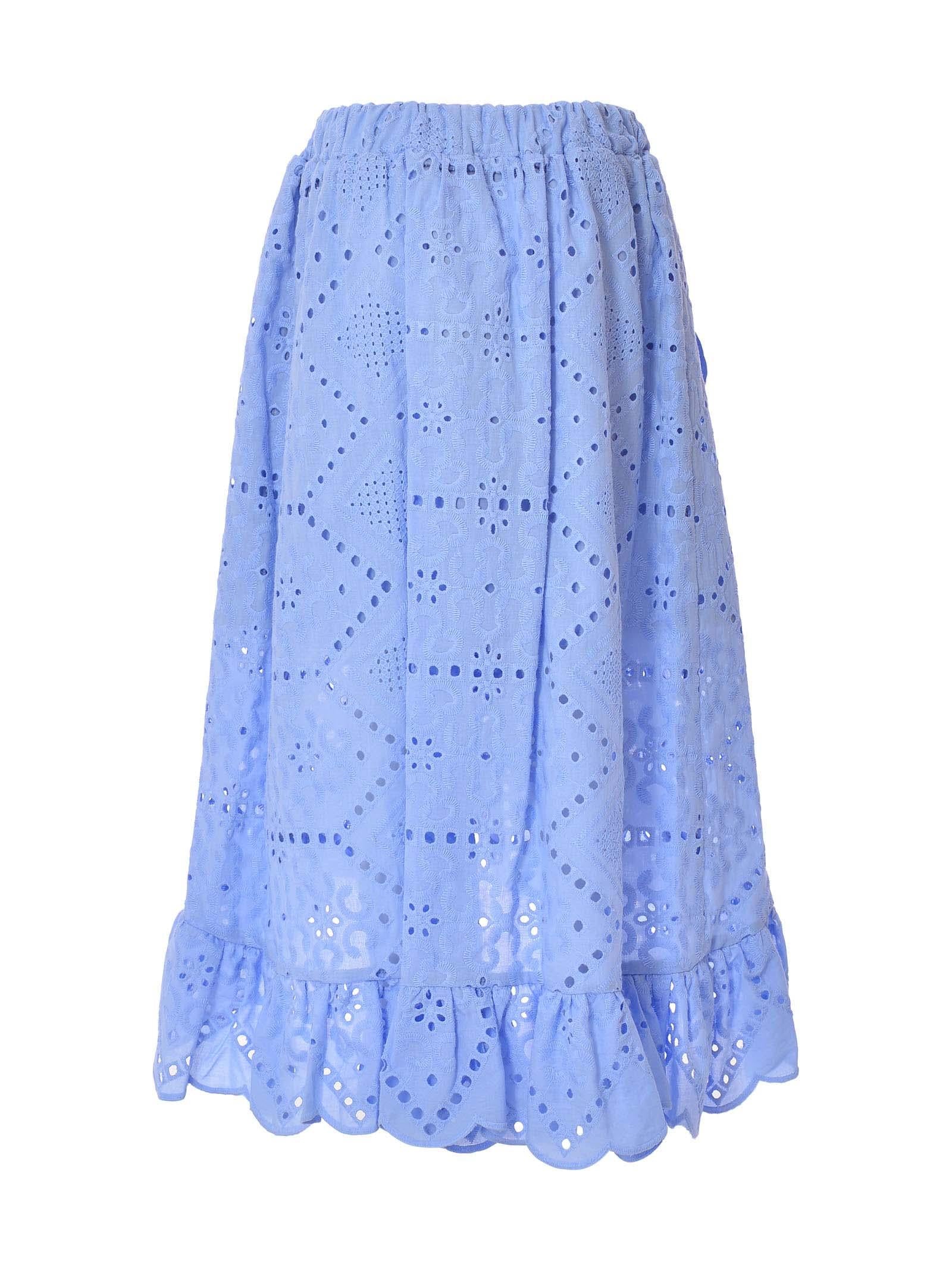 Gonna midi celeste polvere in pizzo san gallo - Image 3