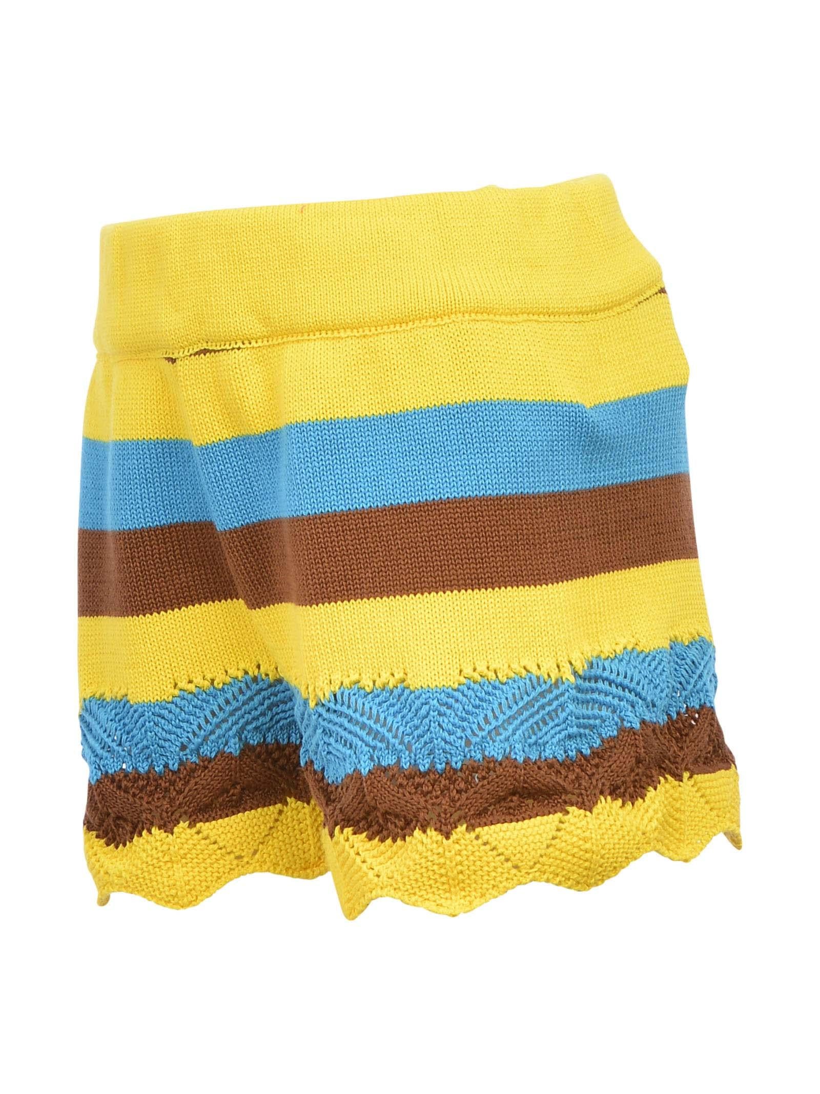 Shorts in filo giallo turchese e marrone - Image 2
