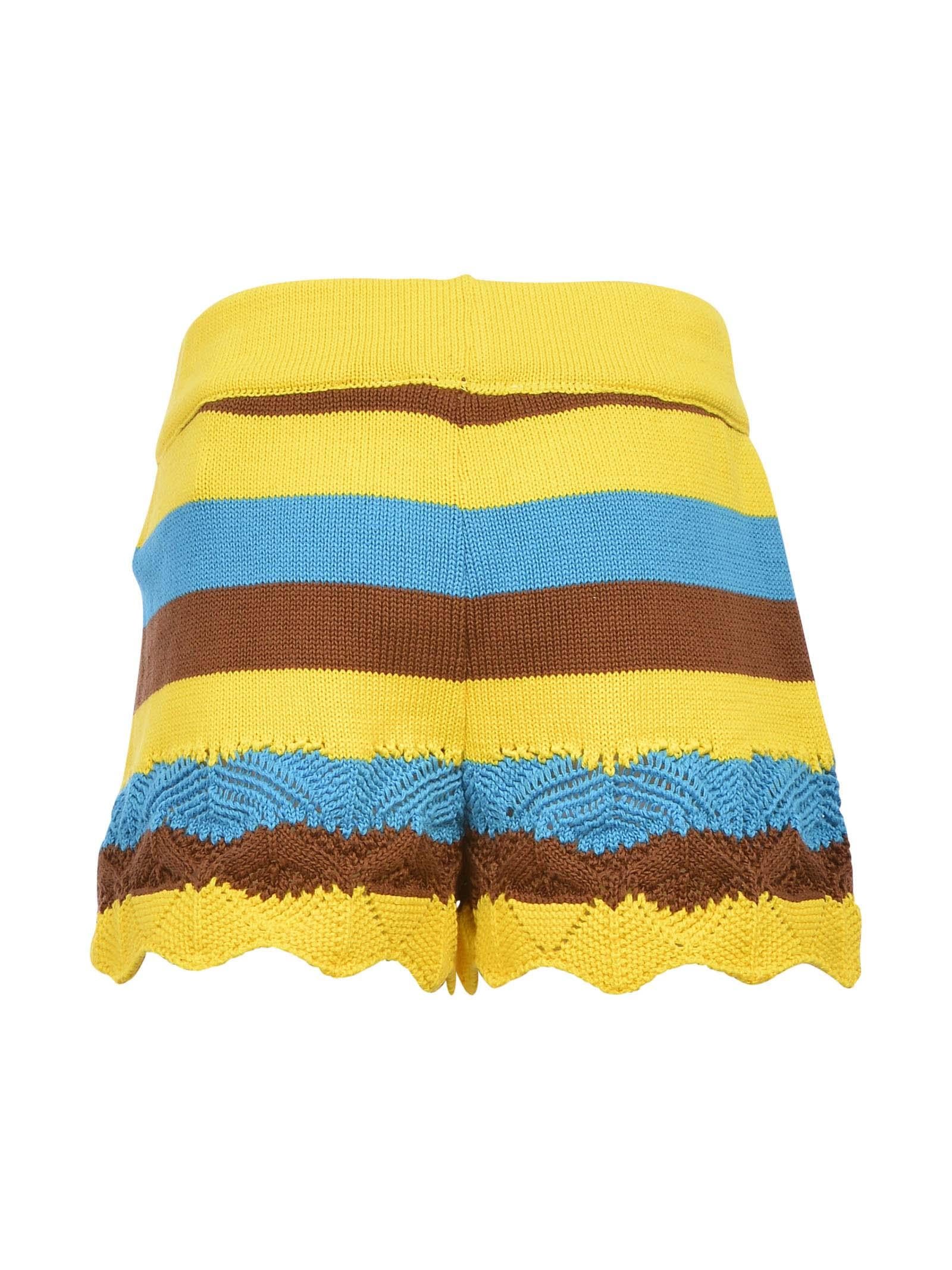 Shorts in filo giallo turchese e marrone - Image 3