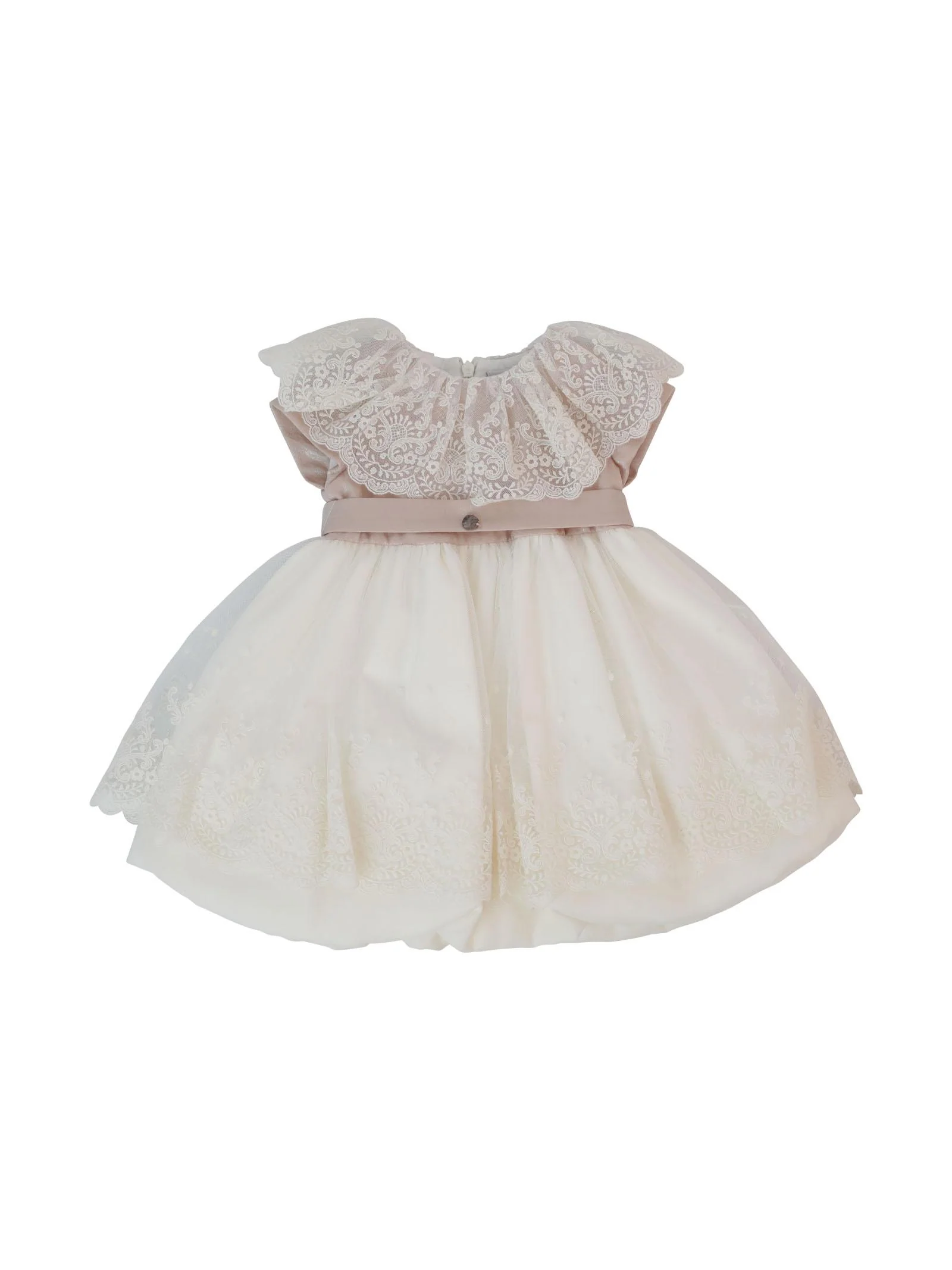 Abito avorio e rosa con pizzo