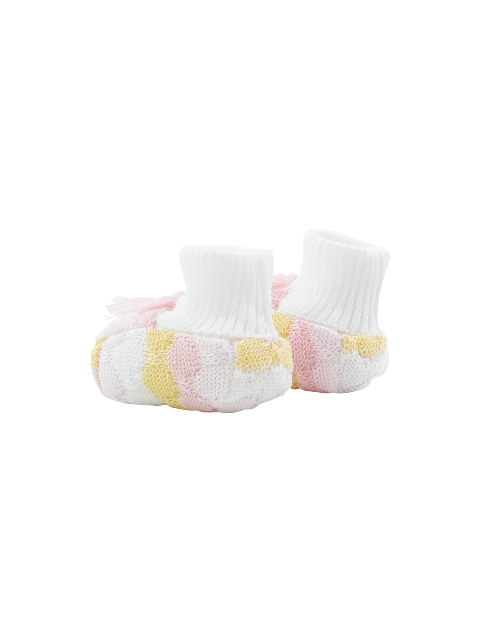Babbucce in filo nido d'ape bianco rosa e gialle - Image 3