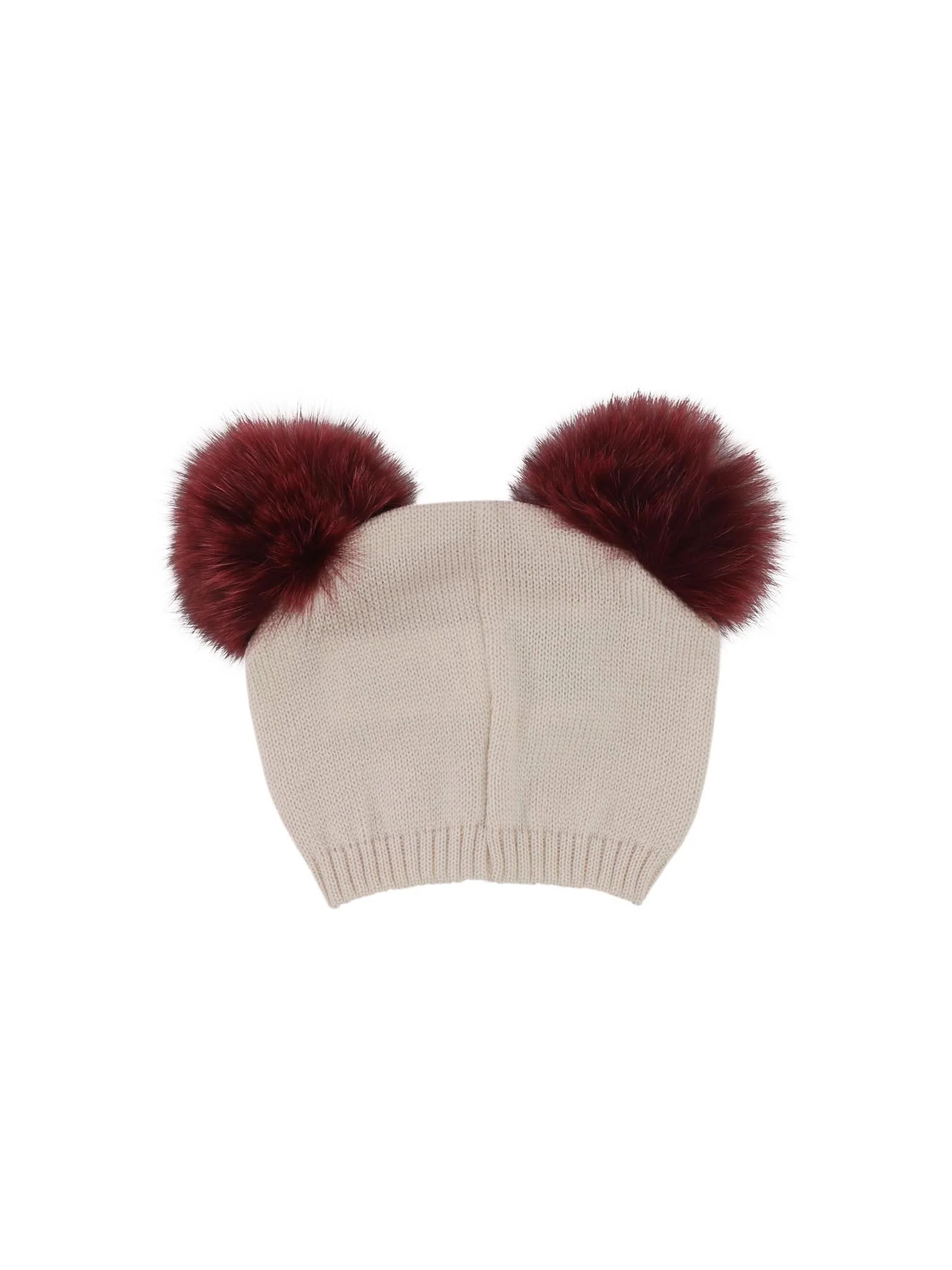 Cappello beige con pon pon - Image 2