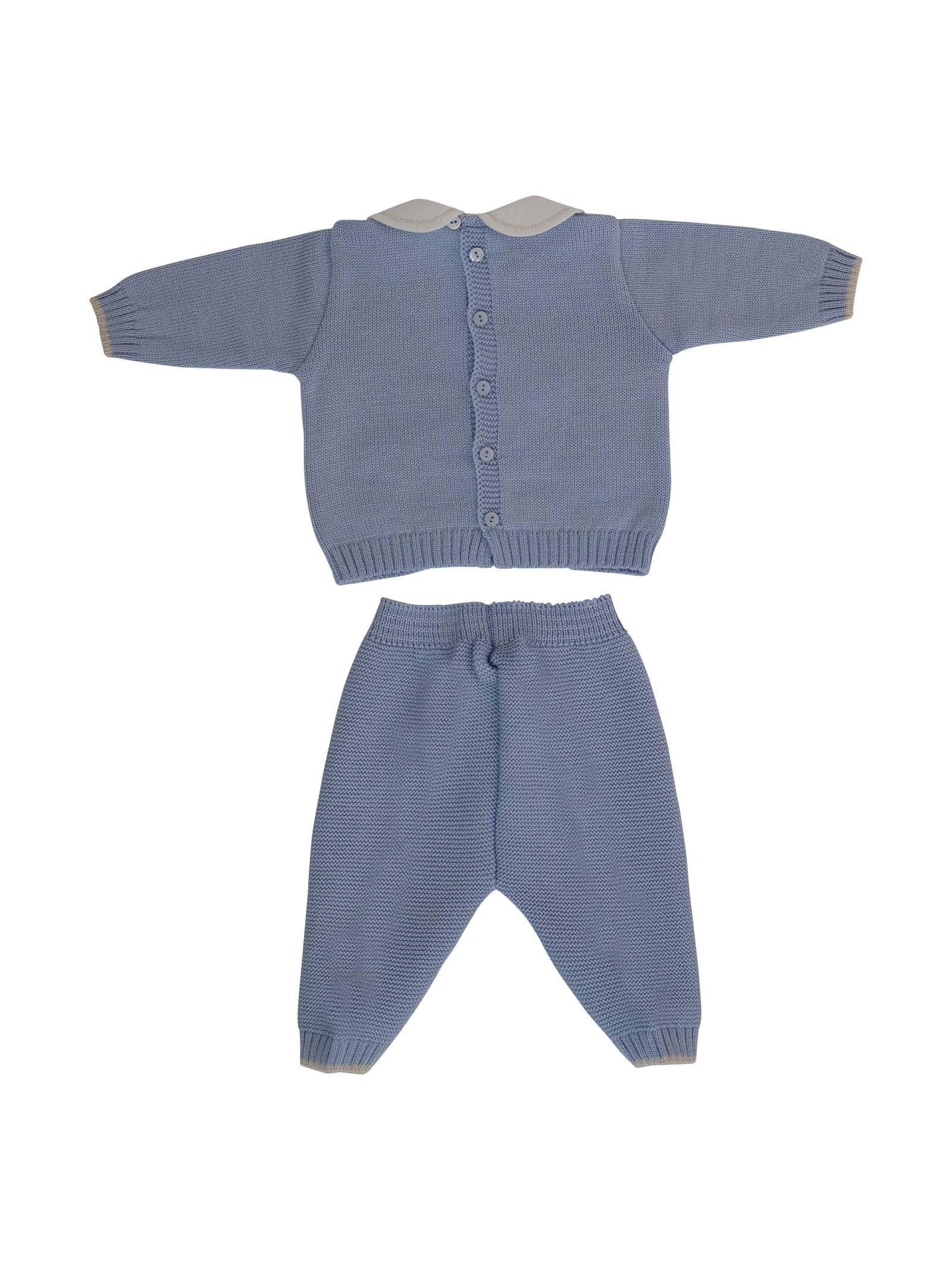 Completo due pezzi azzurro polvere con orsetto - Image 2