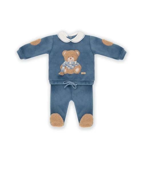 Completo due pezzi blu con teddy