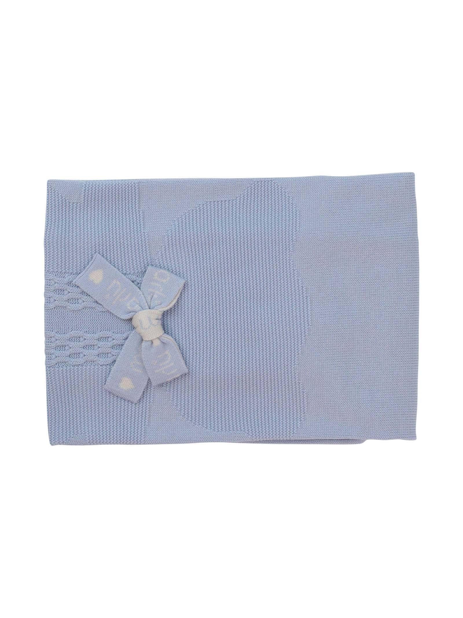 Coperta azzurro polvere con orsetto ricamato - Image 2