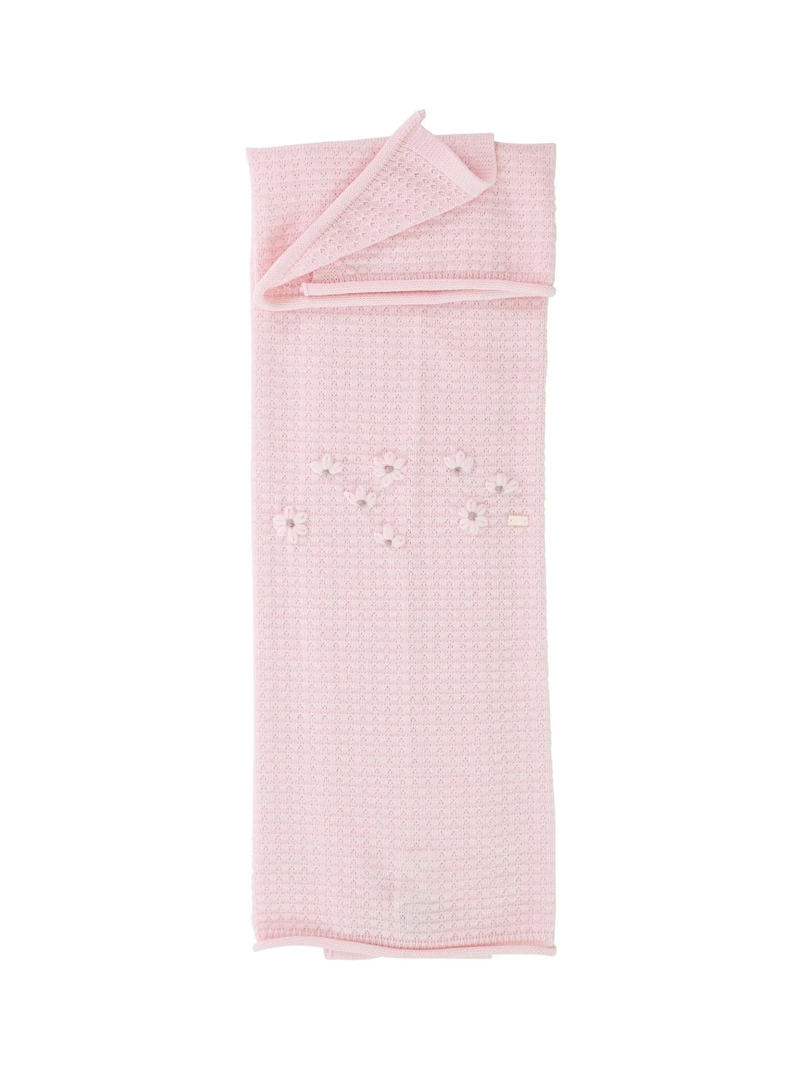 Coperta rosa chiaro con fiori ricamati