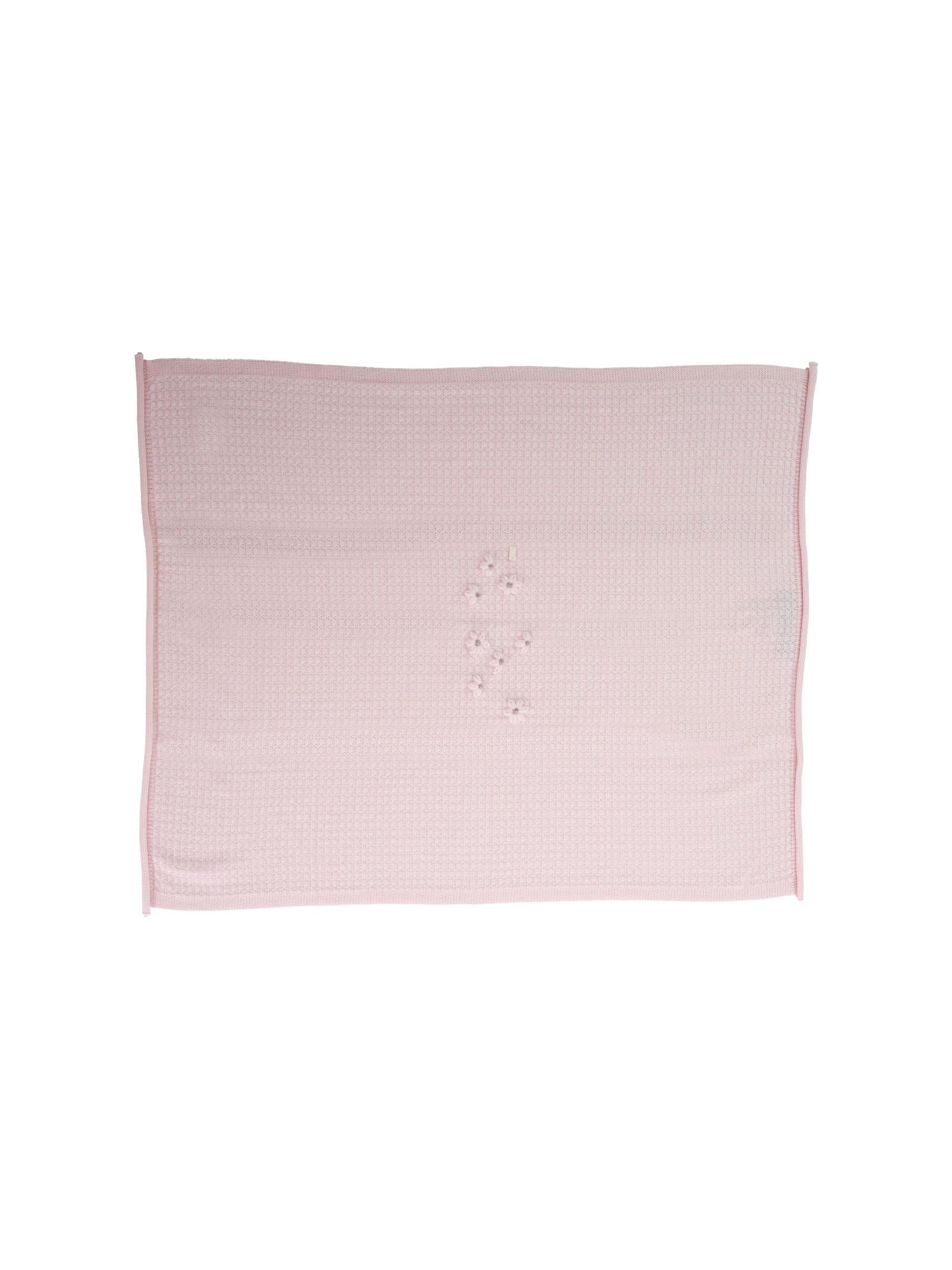 Coperta rosa chiaro con fiori ricamati - Image 2