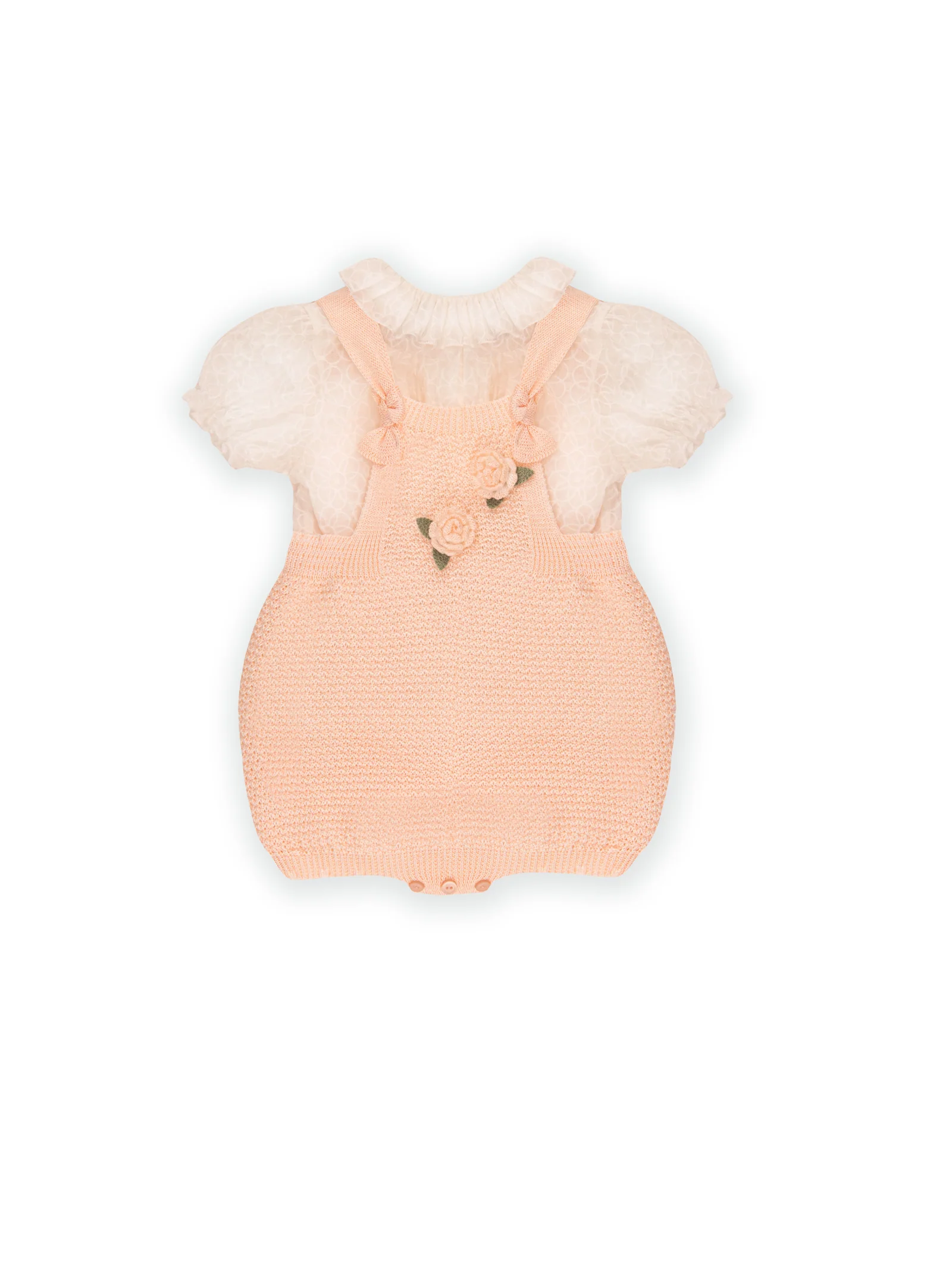 Salopette con blusa Marlu' rosa pesca
