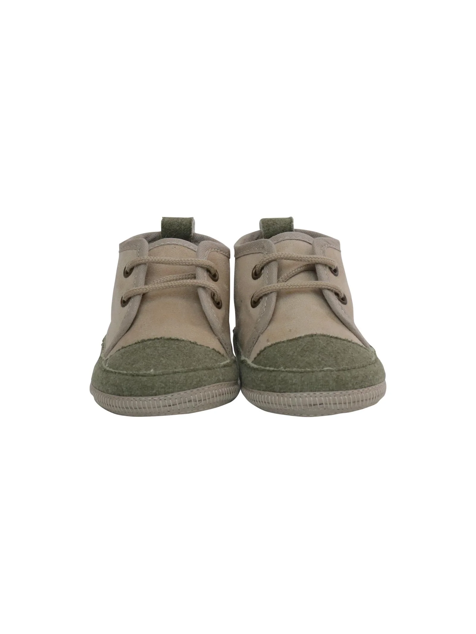Scarpe da culla beige e verde oliva