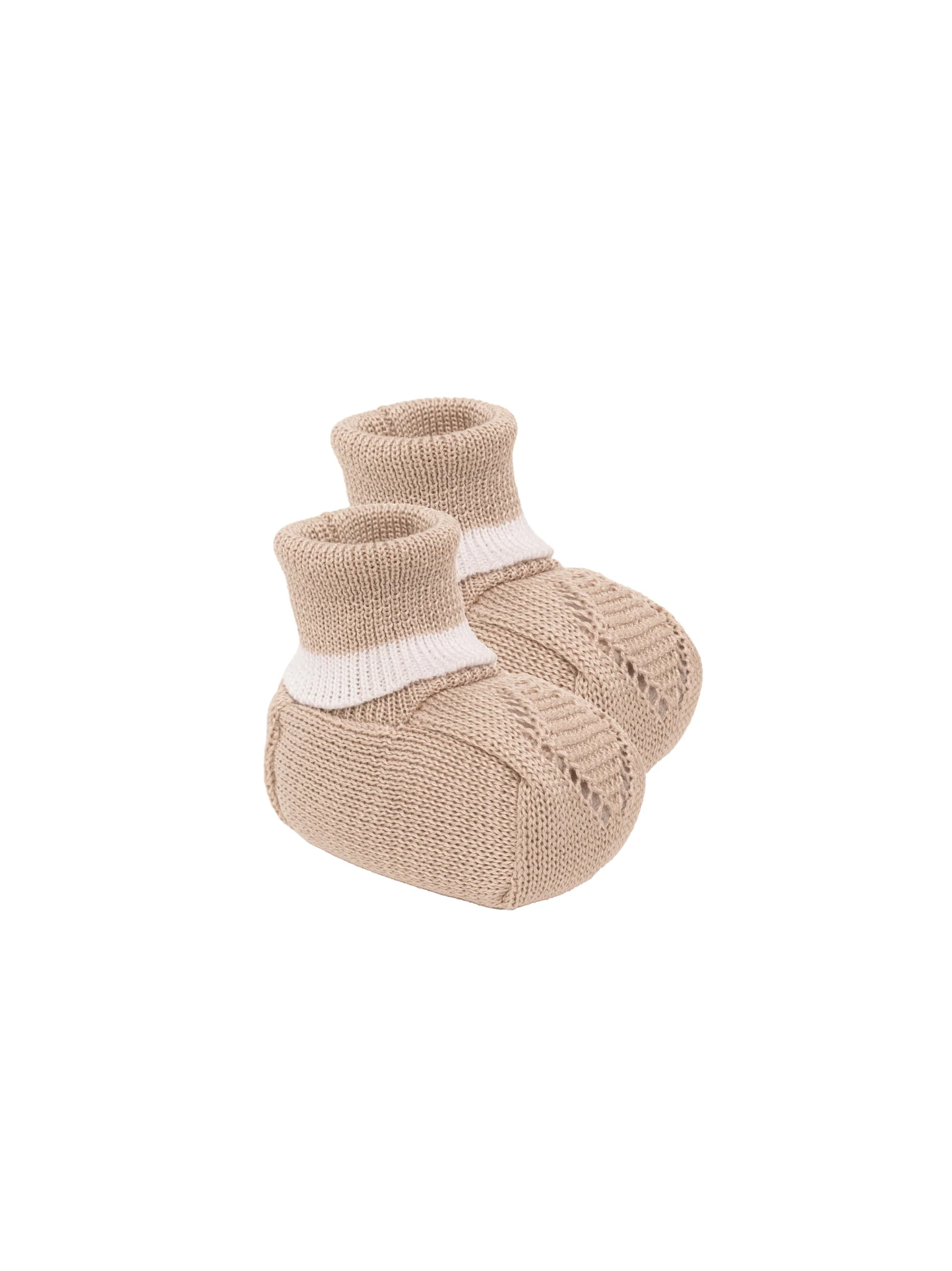 Scarpe da culla Marlù beige con motivo a treccia
