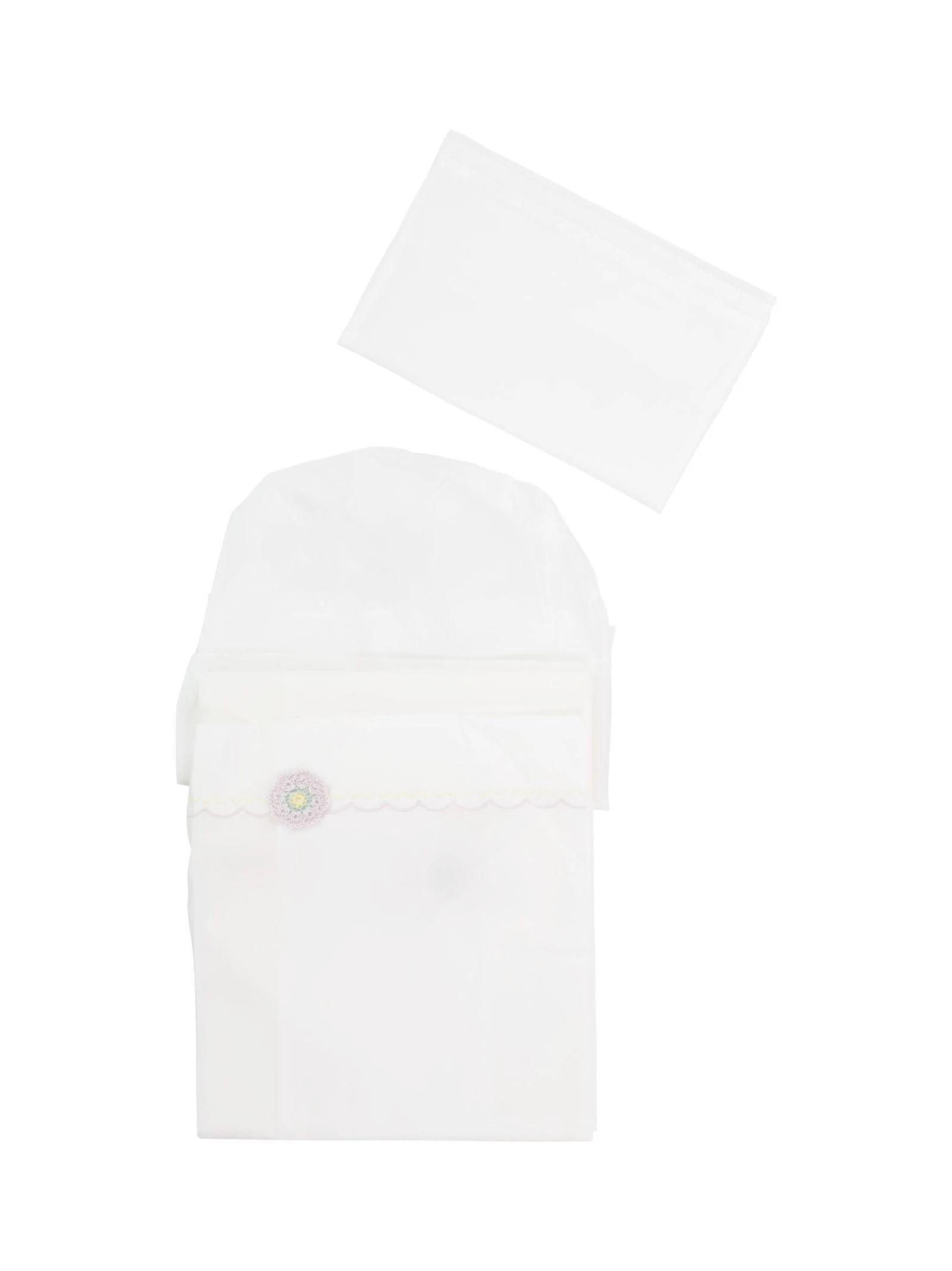 Set lenzuola 3 pezzi bianco con ricamo lilla