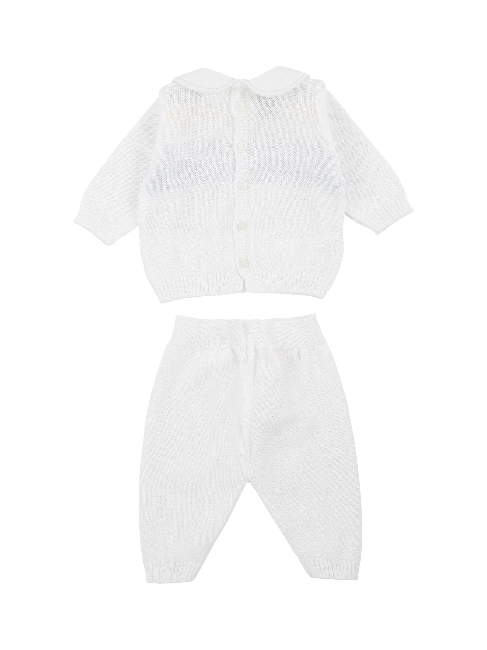 Tutina due pezzi bianco e azzurro a nido d'ape - Image 2