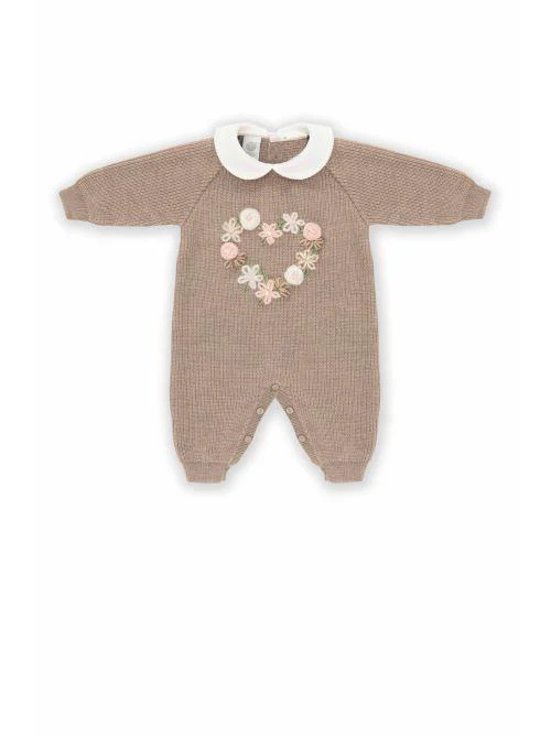 Tutina taupe con fiori colorati